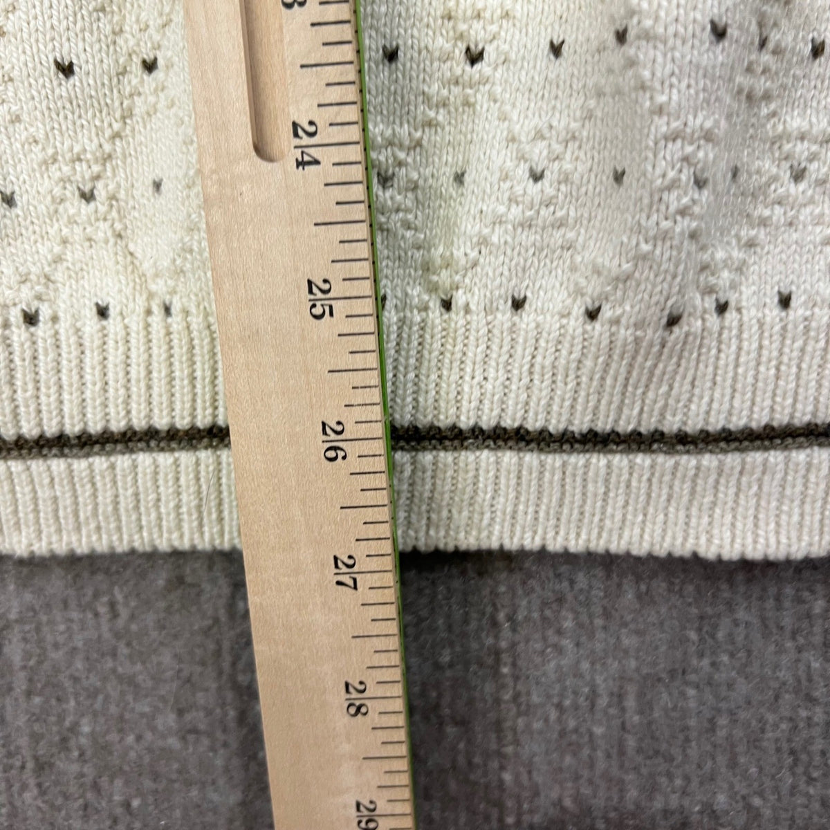 Haggar Tour Mens XL Cream Knit Sweater Cotton Golf Diamond Logo Pullover
