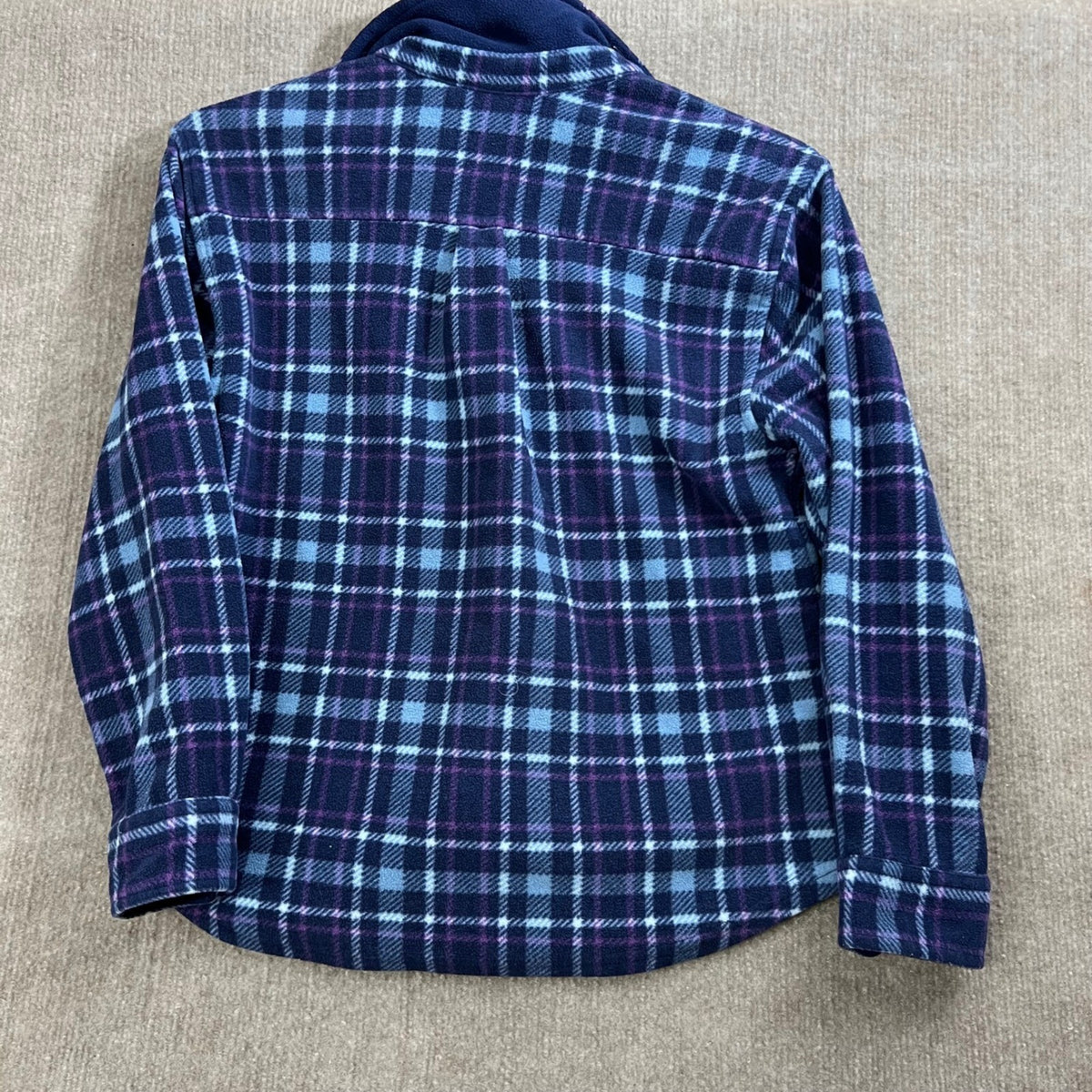 LL Bean Fleece Shirt Womens Small Plaid Button Front Long Sleeve Cozy