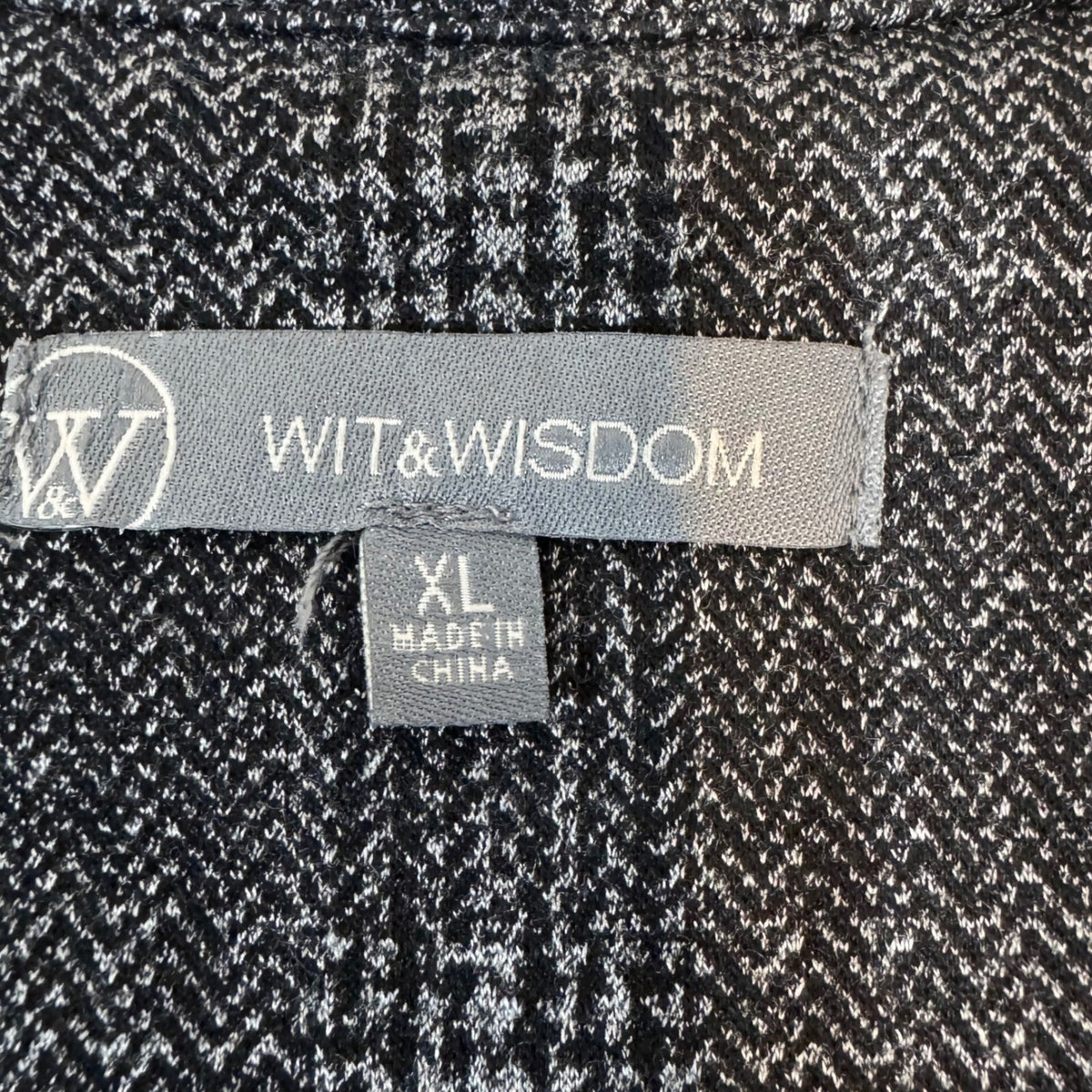 Wit & Wisdom Blazer Women XL NWT Charcoal Black Plaid Herringbone Open Front