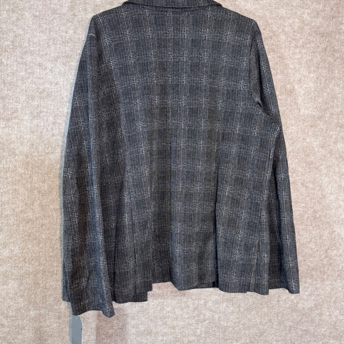 Wit & Wisdom Blazer Women XL NWT Charcoal Black Plaid Herringbone Open Front