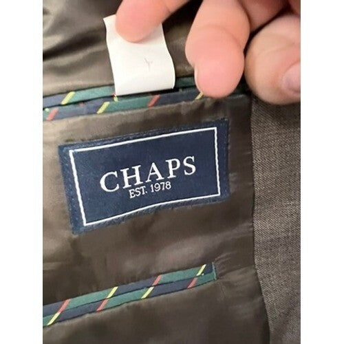 Chaps Men's 44L 38x32 Sleeve Two Button Closure 100% Wool Gray 2 pc Suit