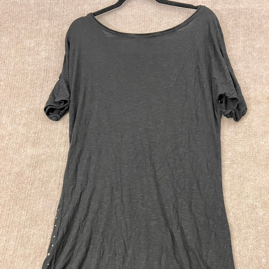 Armani Exchange XL Tunic Top Black Rhinestone Embellished Short Sleeve
