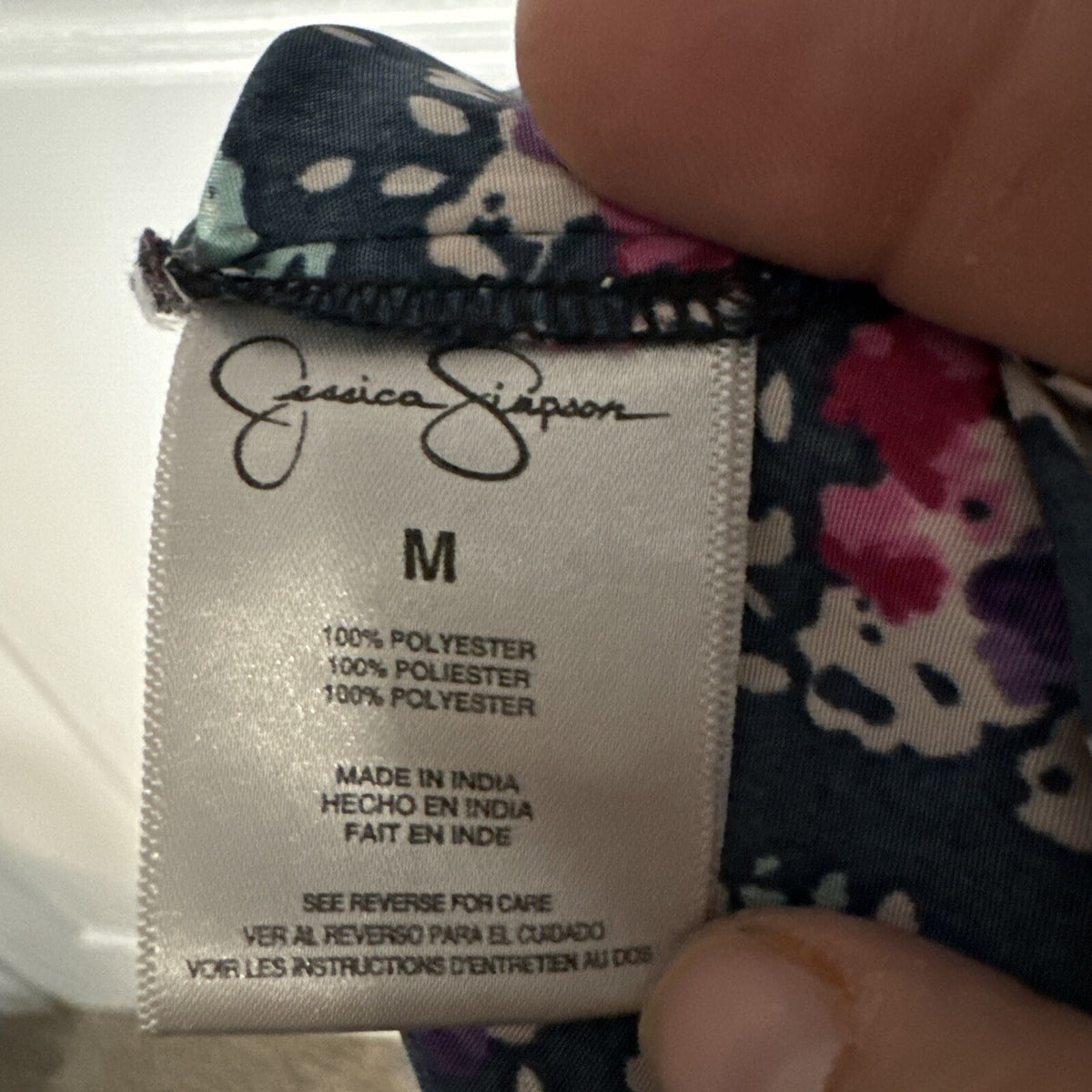 Jessica Simpson Dark Floral Cap Sleeve Top - Size M, Navy