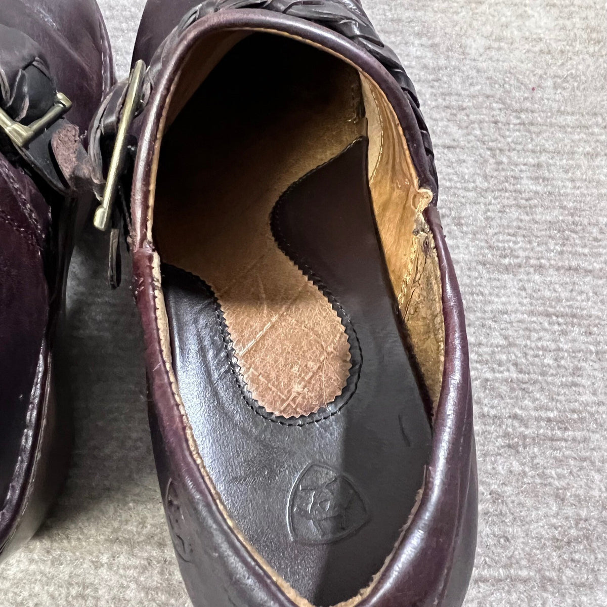 Ariat Leather Clogs Women's Size 9 EU40 Brown Braided Buckle Accent Comfort Shoe