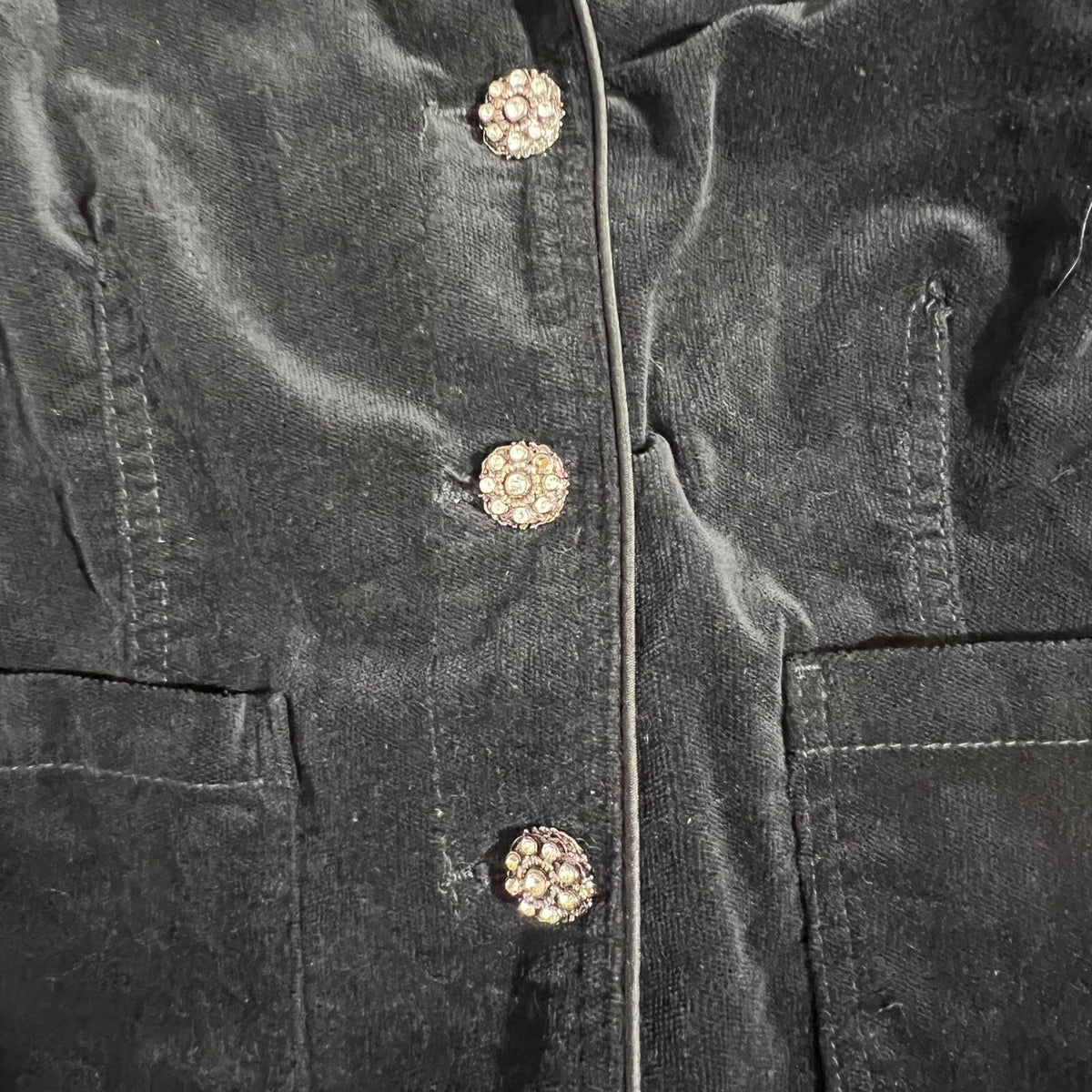 Kikit Jeans Blazer Women S Black Corduroy Jeweled Button Dark Academia