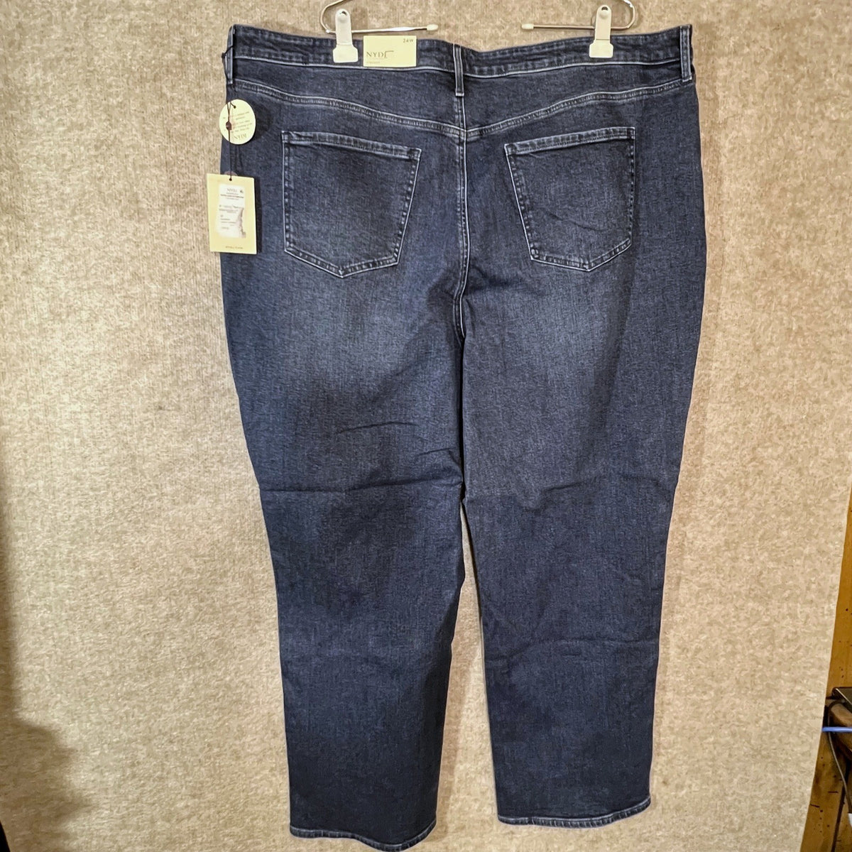 NYDJ Brooke Loose Straight Jeans Womens 24W Rhinestone Dark Wash Denim NWT