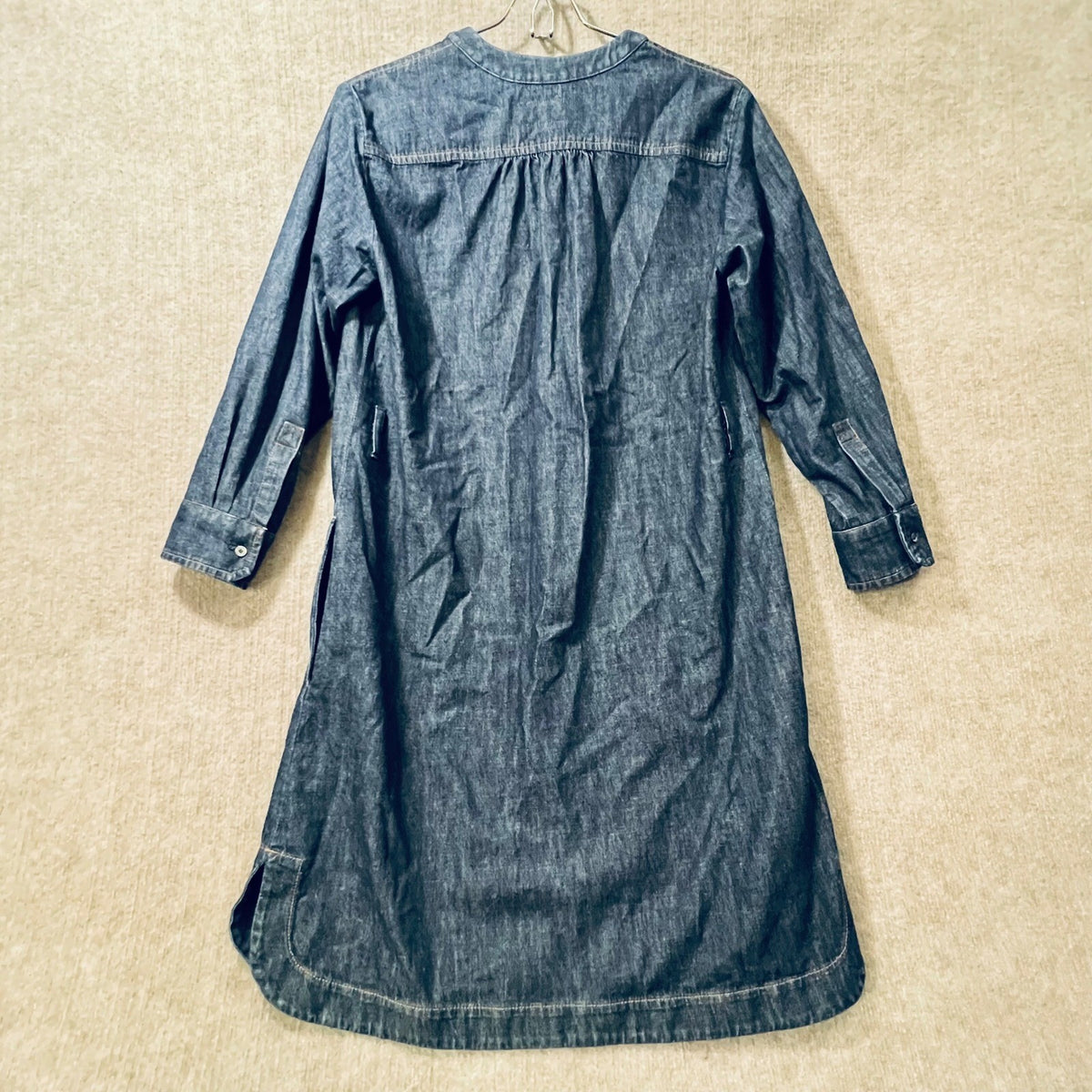 Weekend Max Mara Belted Denim Chambray Ruffle Front Tunic Dress Modest Size 0 XS