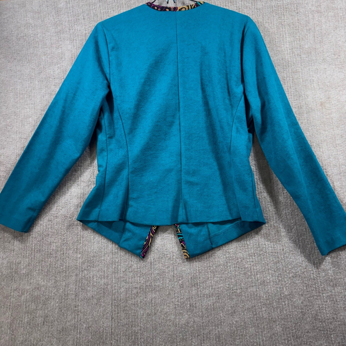 Vintage Stuart Alan Paisley Trim Collarless Button Front Statement Jacket Sz 8
