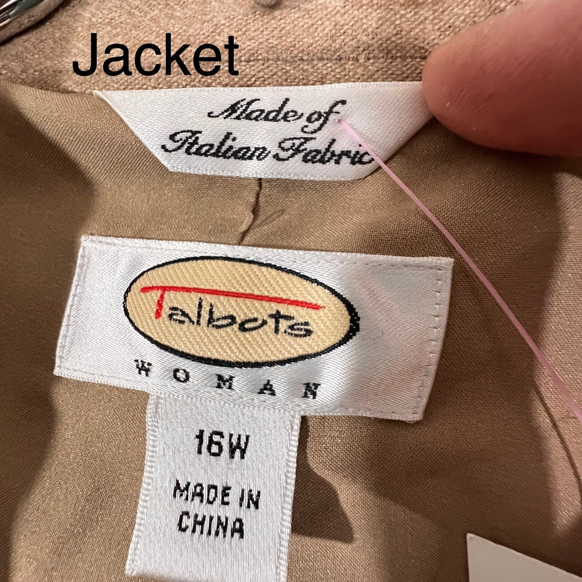 Talbots Woman Pant Suit Women 16W 18W Tan Pinstripe Italian Fabric Professional