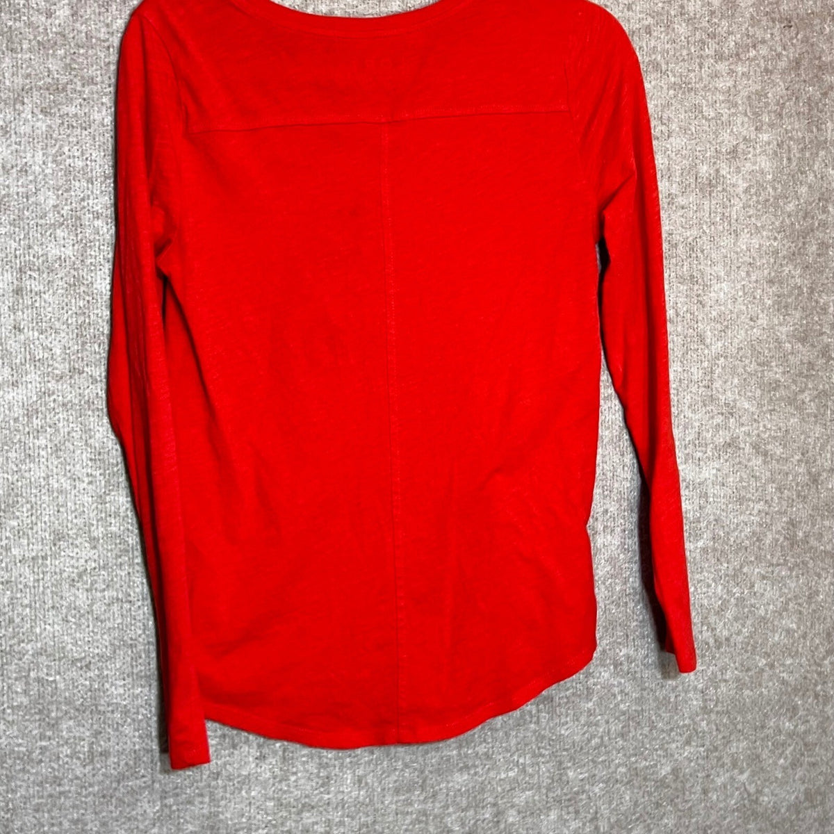 LOFT Ann Taylor Long Sleeve Shirt Womens Small Orange Red Slub Knit Casual