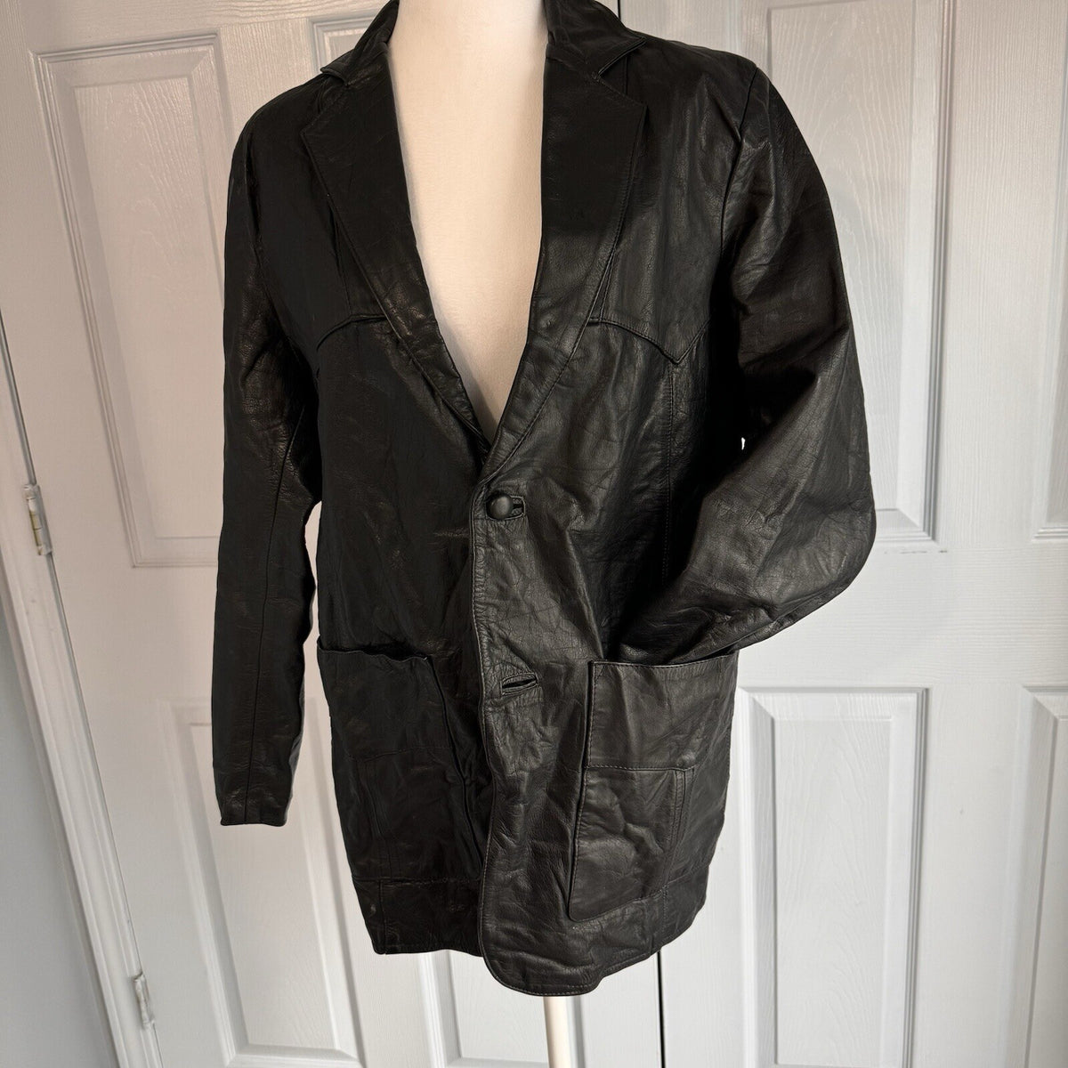 DIM Originales Men Sz 40 Black Leather Blazer Western Country