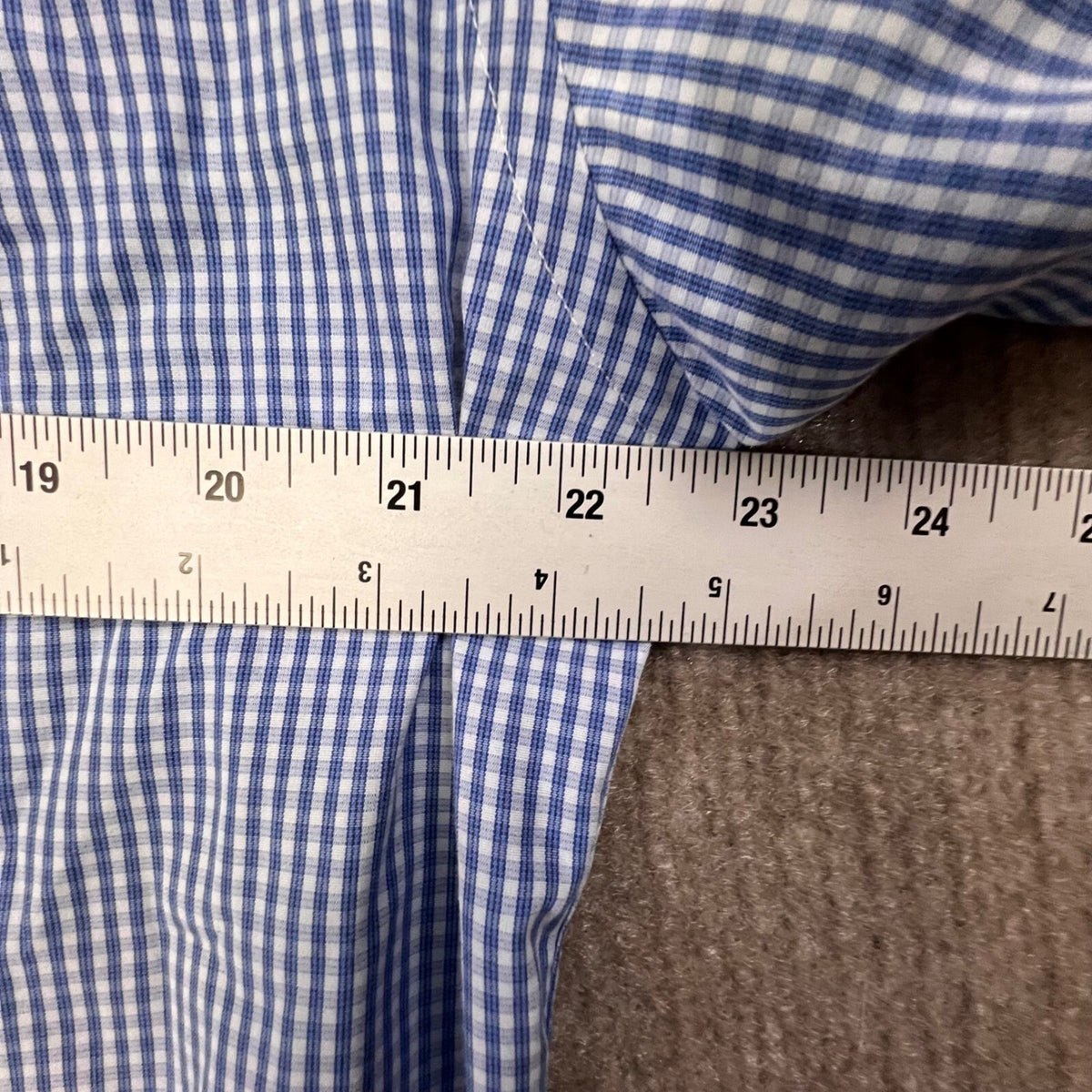 Lacoste Mens Large 42 Large Blue Gingham Check Button Up Long Sleeve ClassicFit