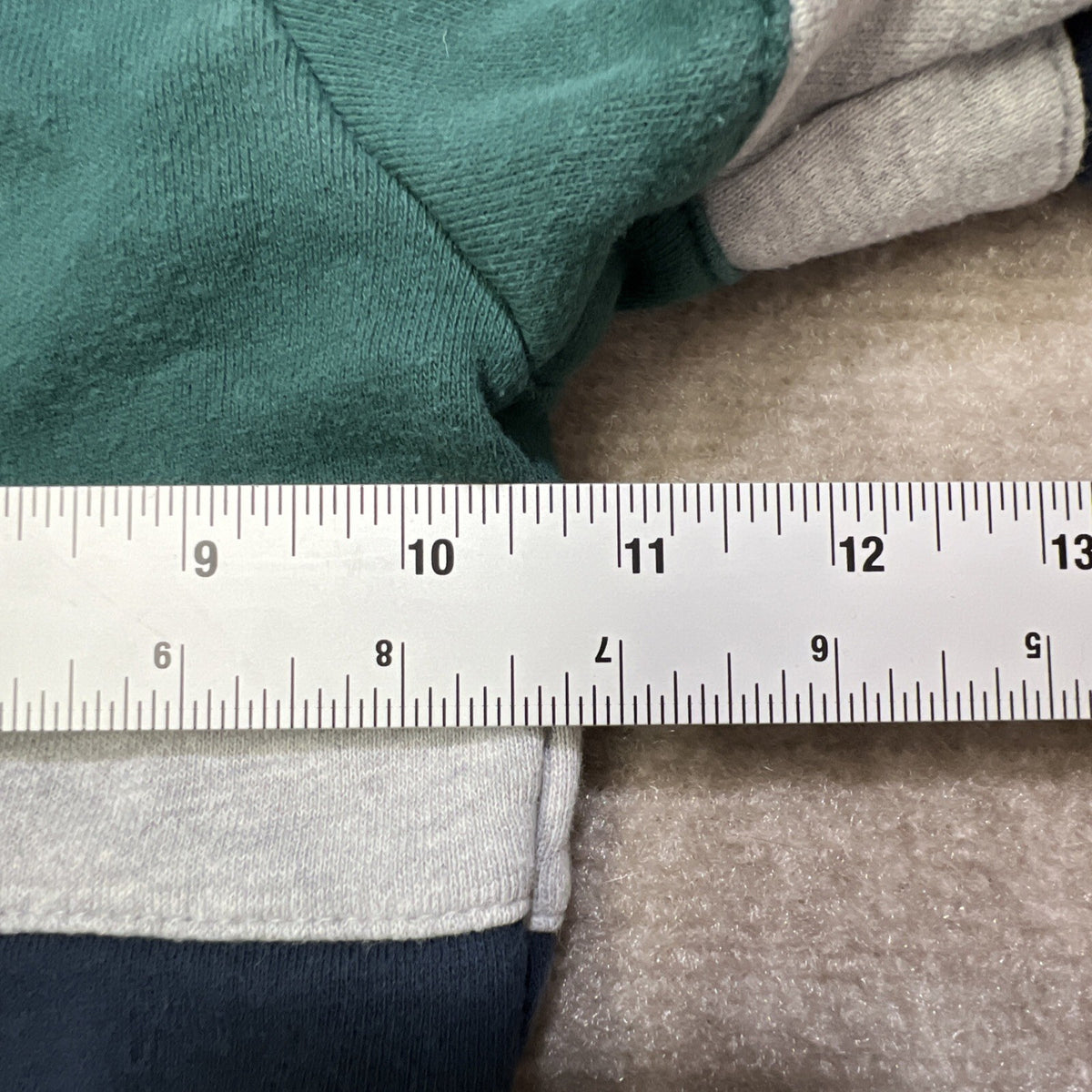 OshKosh Boys 12M Hoodie Fleece Sherpa Lined Pullover Green Blue Toddler