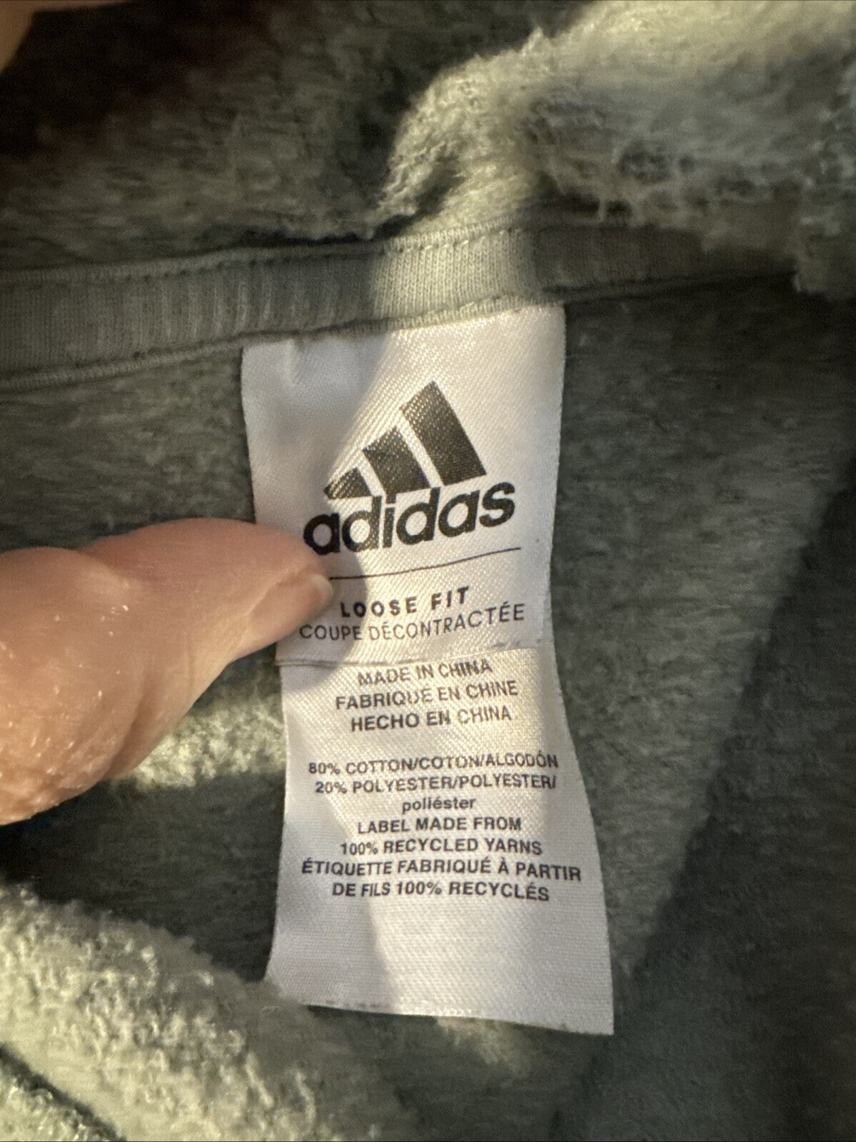 Adidas Hoodie Women 18/20 Kangaroo Pocket Green Cloud Wash Fleece Relaxed Fit