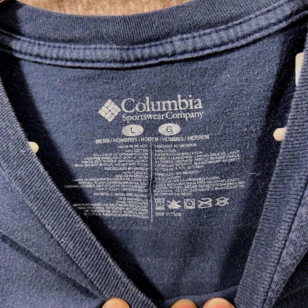 Columbia Sportswear Men L Fishing Performance Gear T Shirt Blue USA Flag Graphic