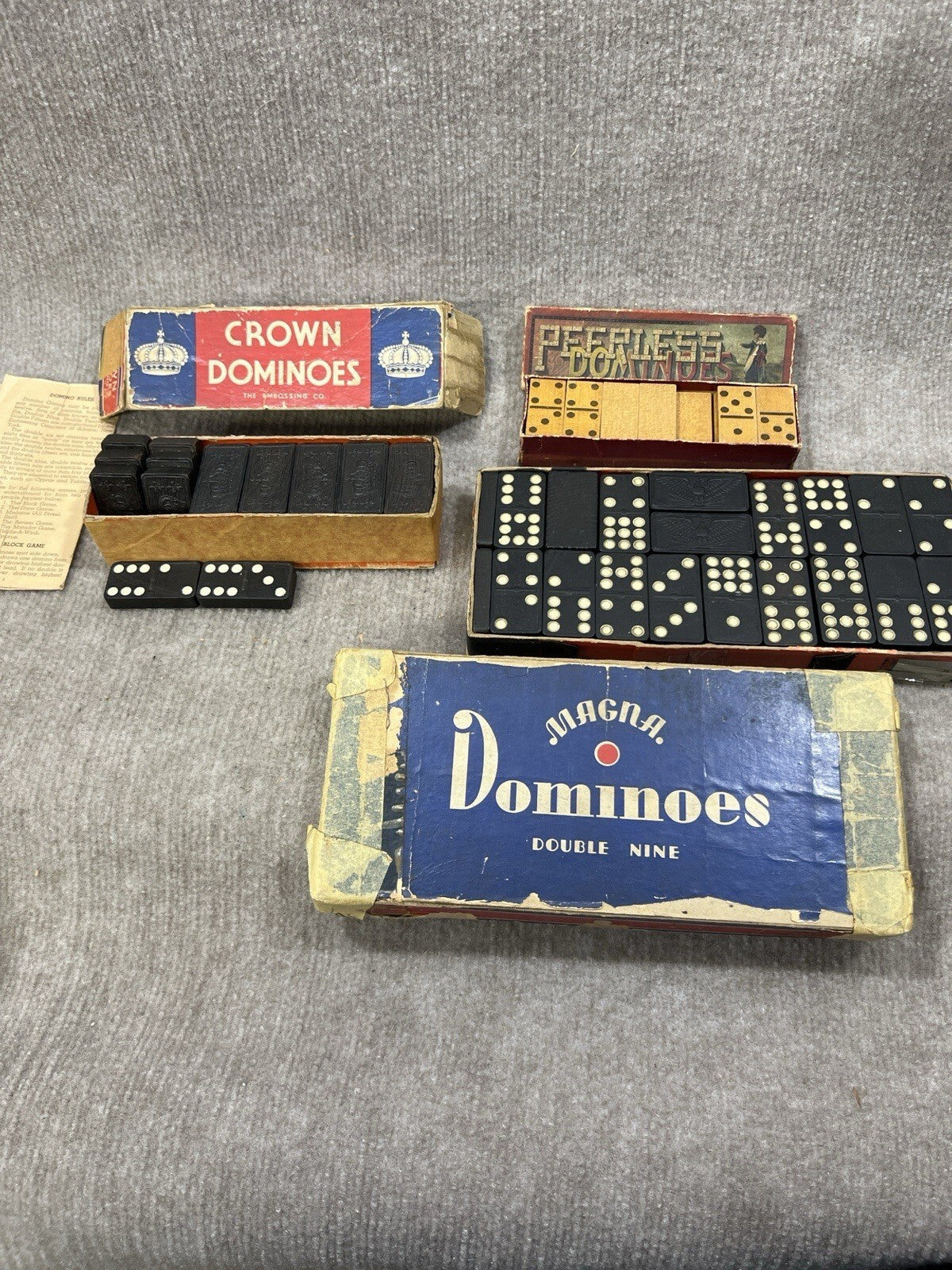 Vintage Dominoes Lot Crown Peerless Magna Antique & Mid Century Sets Mixed Mater