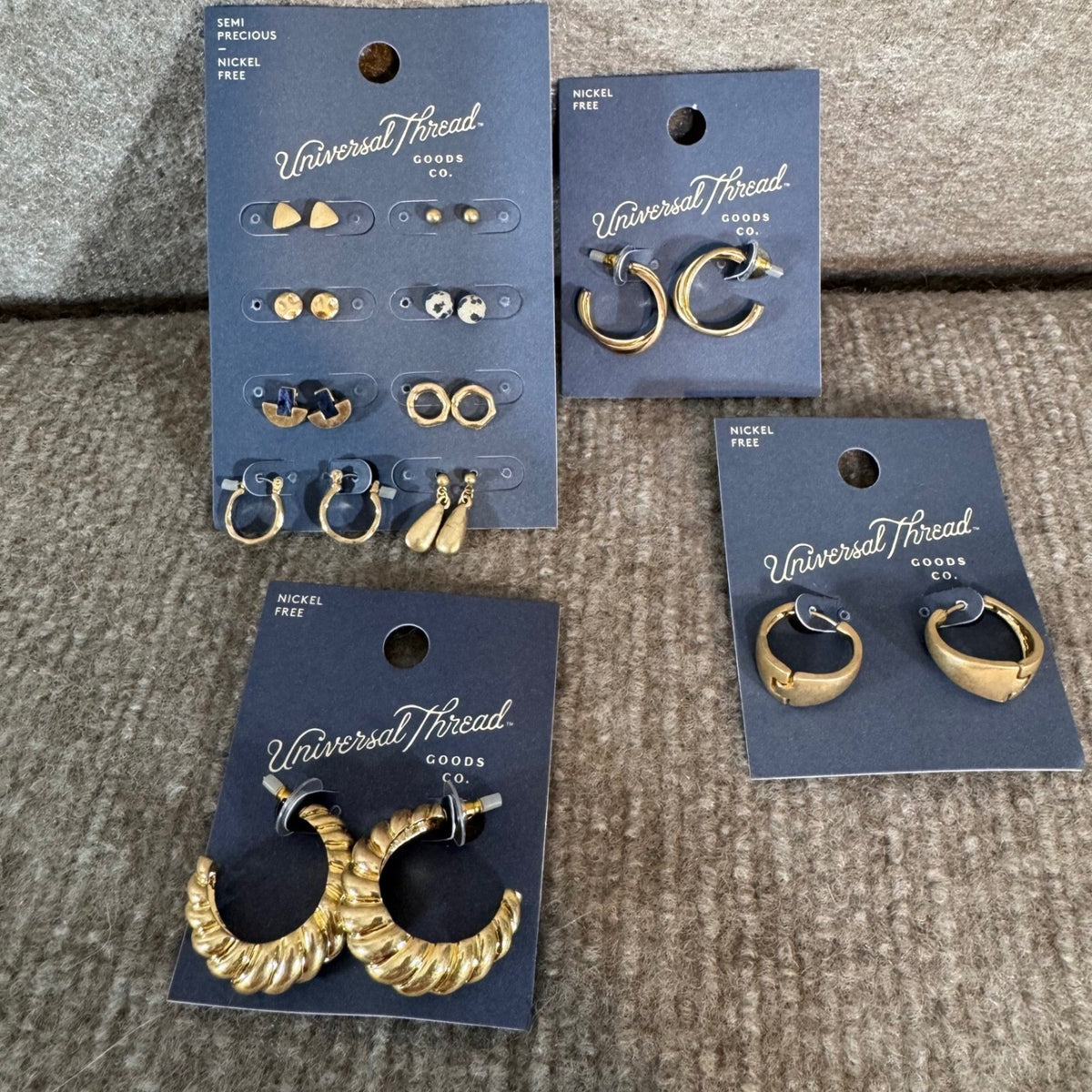 Universal Thread Earring Lot 11 Pair NWT Gold Tone Hoop Studs Nickel Free Target