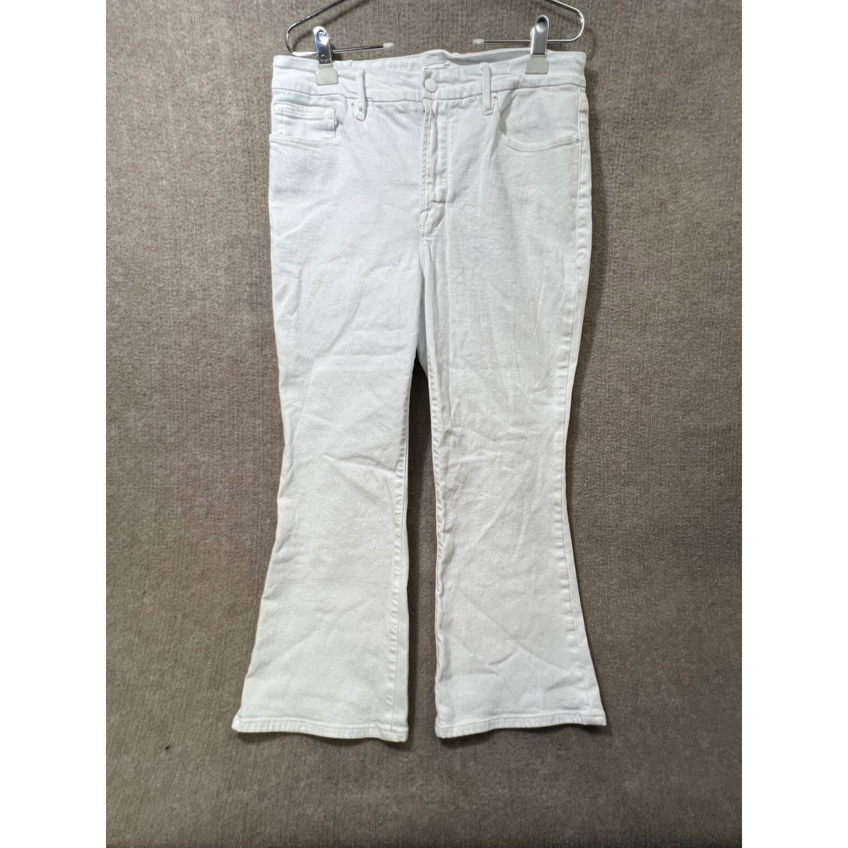 Good American Good Legs High Rise Flare Jeans White Stretch Denim Size 16