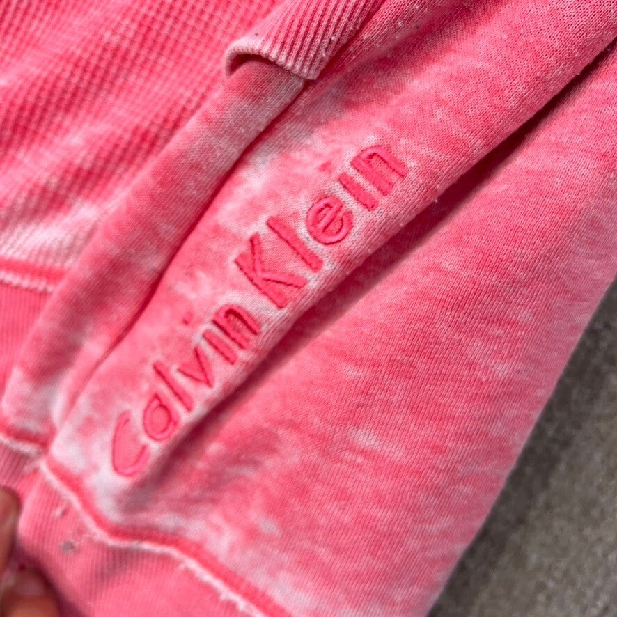Calvin Klein L Pink Pullover Sweatshirt Cowl Neck Cross Front Athleisure Top