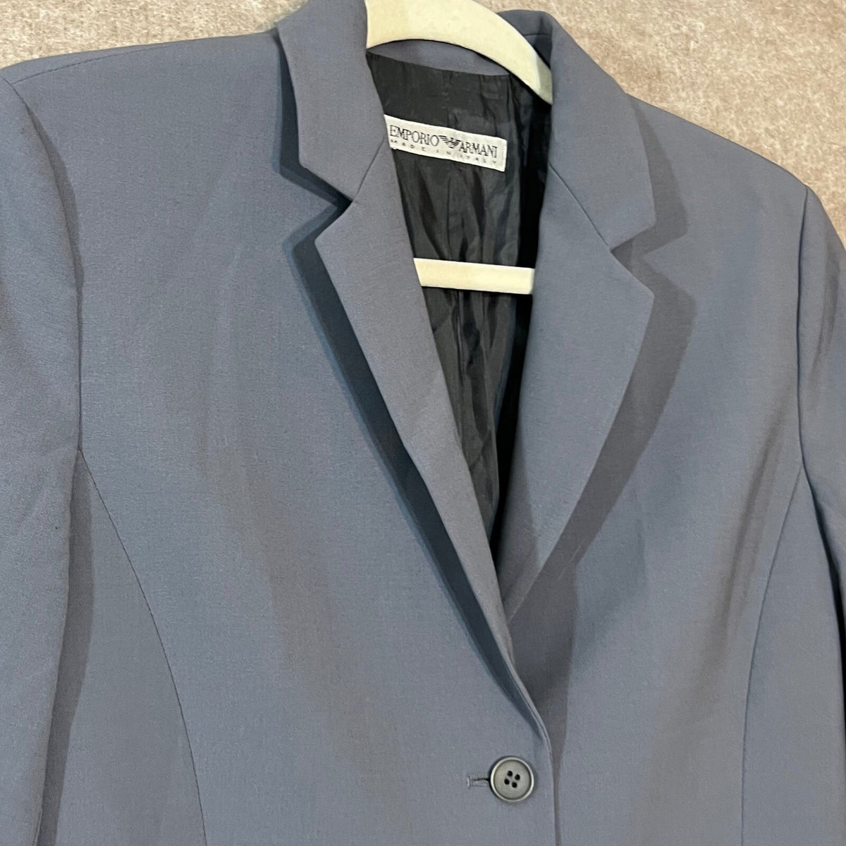 Emporio Armani Virgin Wool Blazer Womens 38 US 2 Grey Made in Italy Jacket