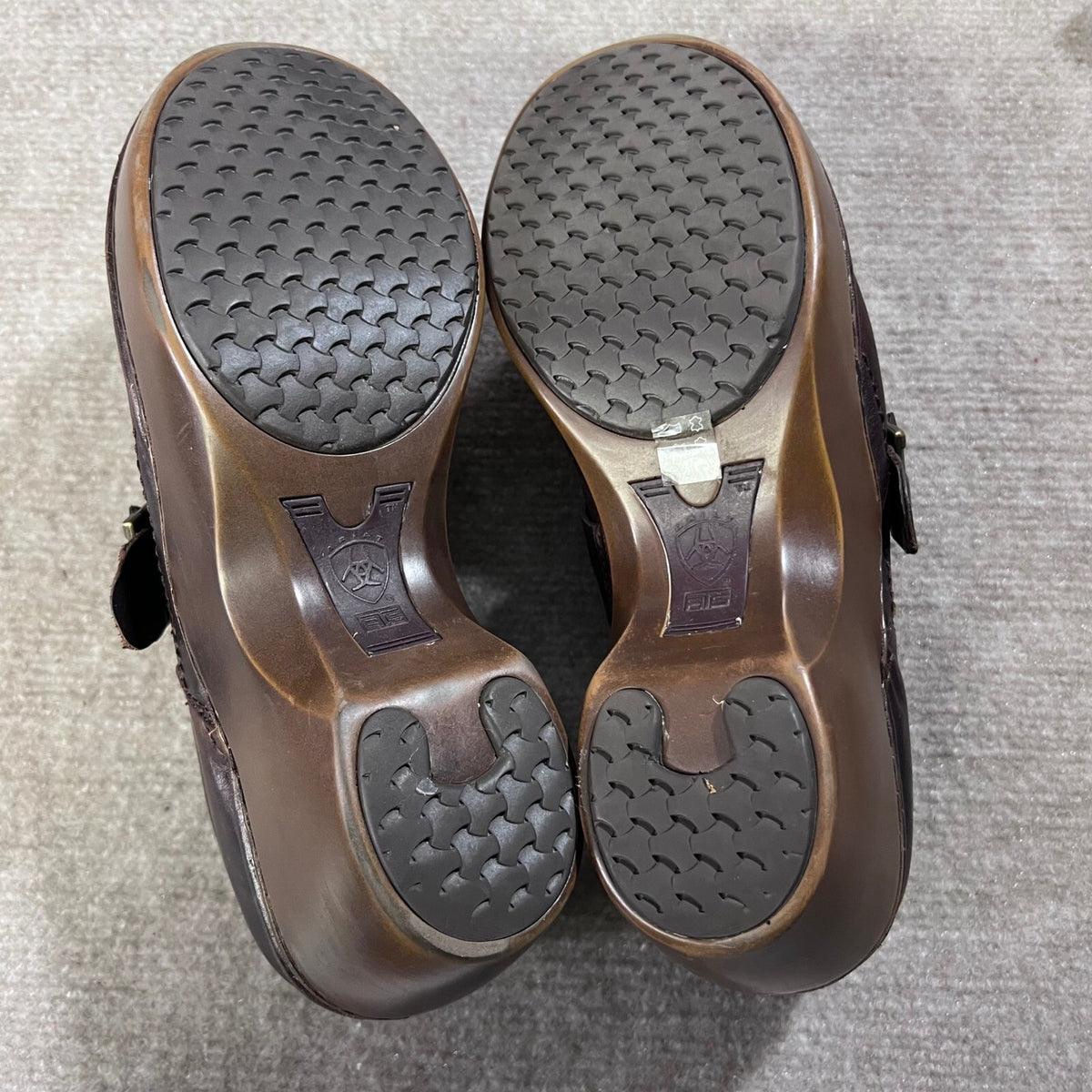 Ariat Leather Clogs Women's Size 9 EU40 Brown Braided Buckle Accent Comfort Shoe