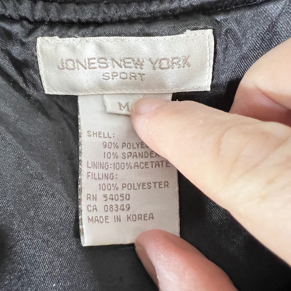 Jones New York Sport Quilted Velvet Hooded Jacket Womens M Black Mid Length Goth
