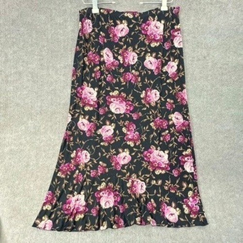 Vtg Jaclyn Smith Classic Plus Size 2X Maxi Skirt Floral Print Elastic Waist