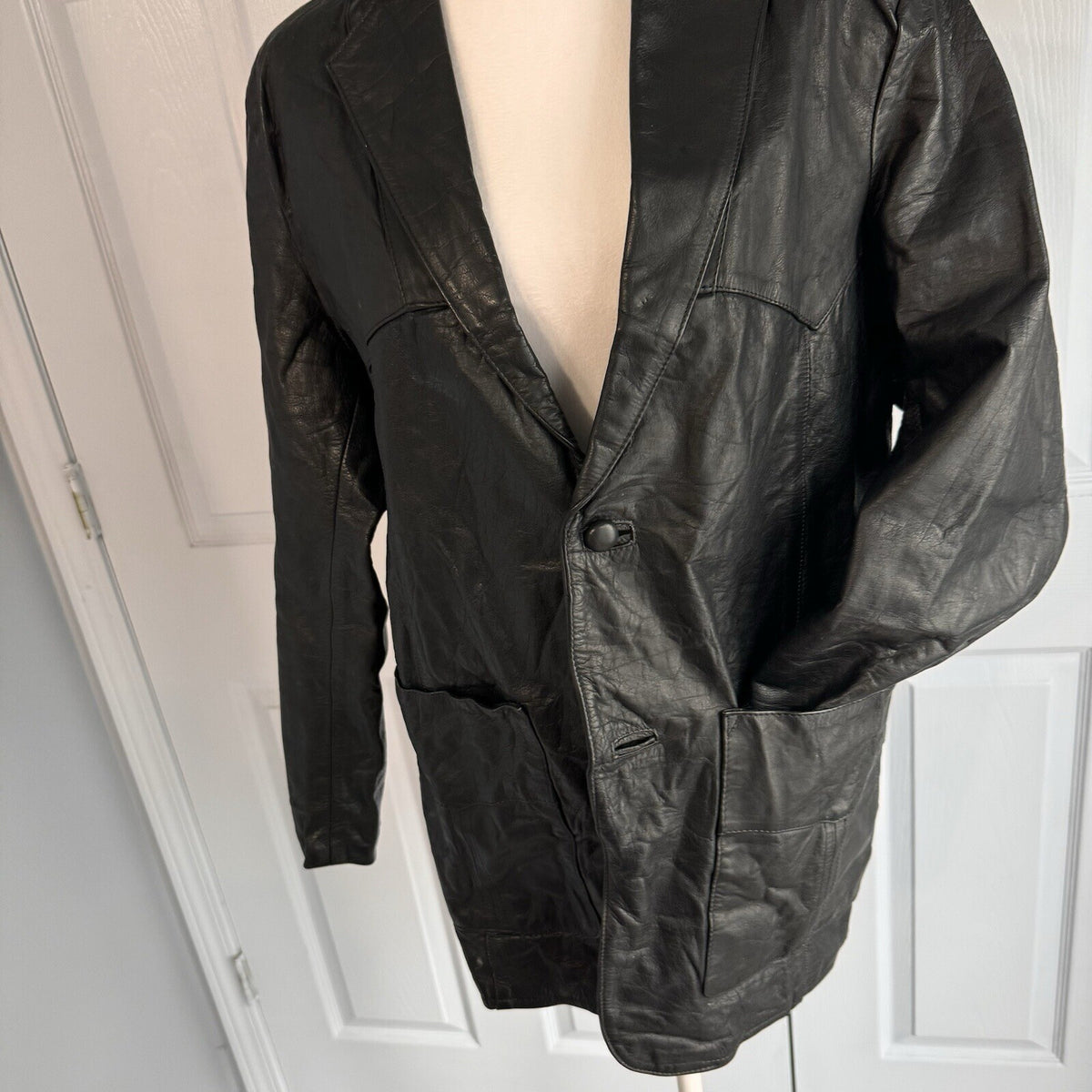 DIM Originales Men Sz 40 Black Leather Blazer Western Country