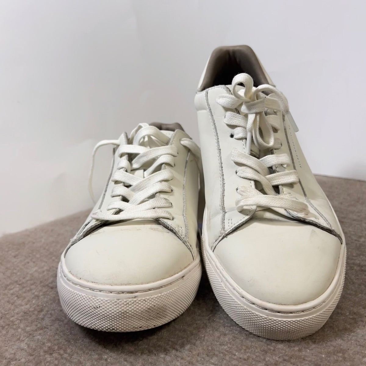 AllSaints Leather Sneakers Mens 8 White Low Top Minimalist Casual Shoes