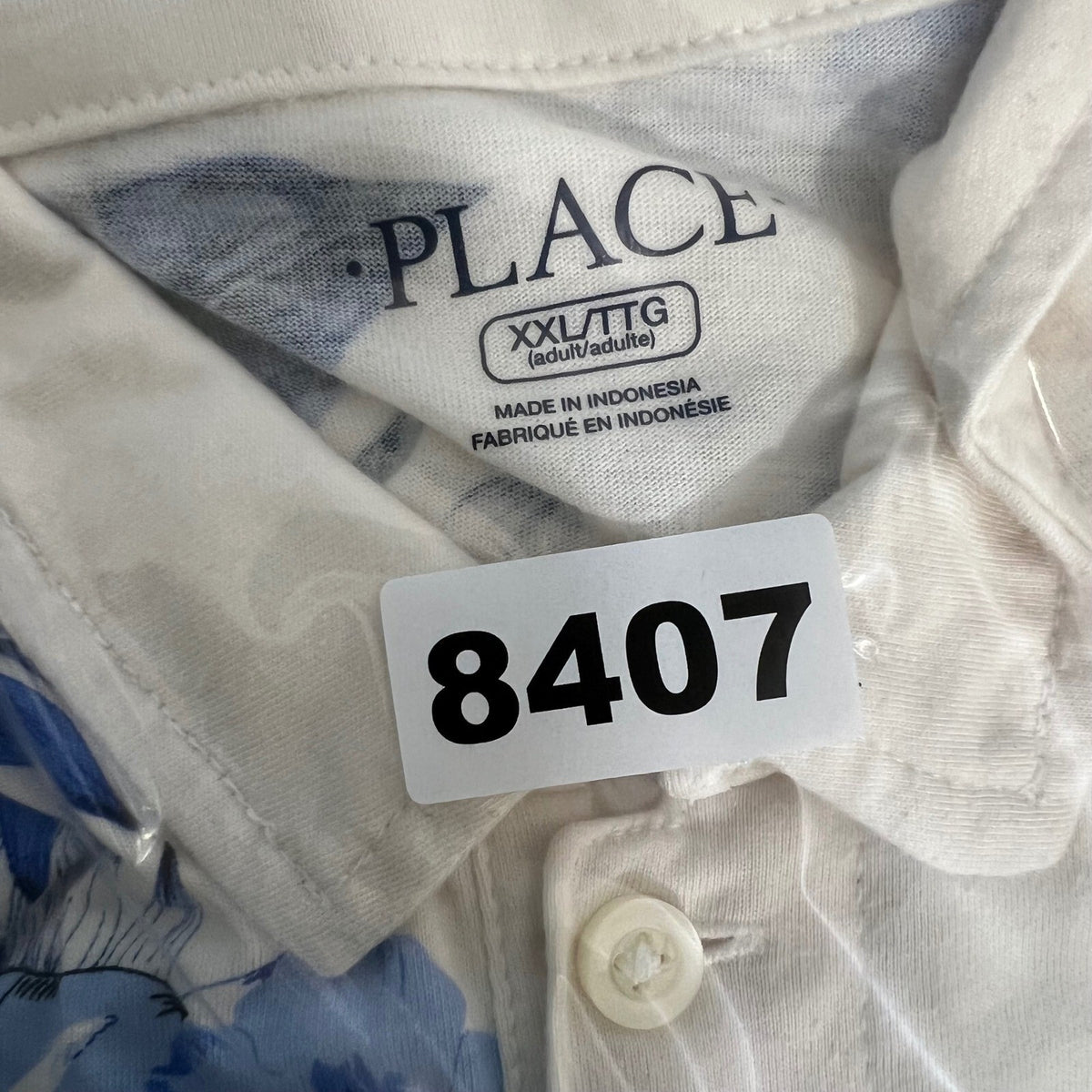 Place Floral Polo Shirt Mens XXL Blue White Tropical Hibiscus Boho