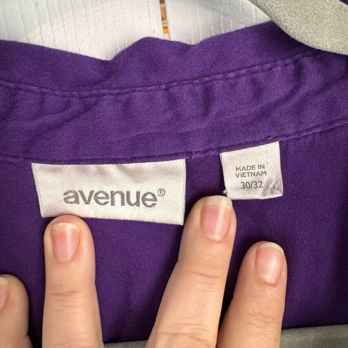 Avenue Womens Plus Size 30/32 Purple Button Down Collared Blouse Shirt Top Tunic