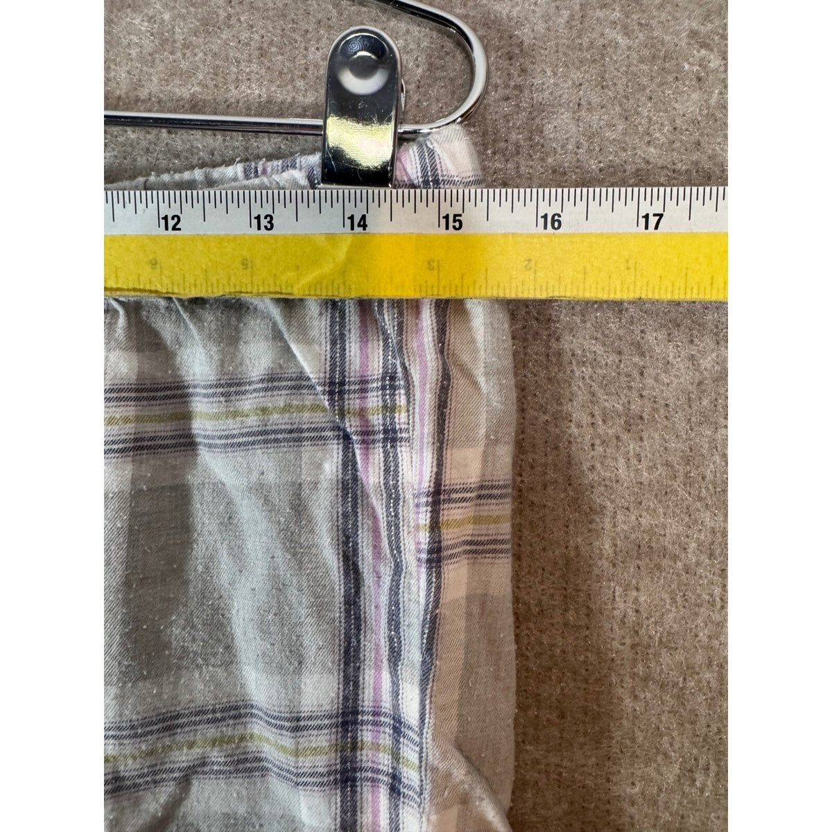 Vintage Victoria's Secret Pajama Set M Gray Plaid Ruffle Trim Cotton Sleepwear