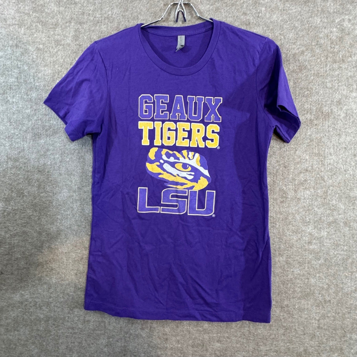 Next Level LSU Geaux Tigers T Shirt Womens Large Purple Short Sleeve Gameday