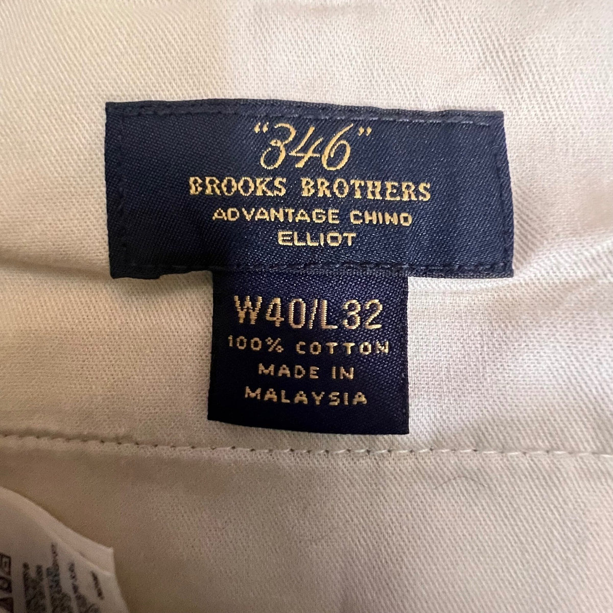 Brooks Brothers Advantage Chino Elliot Mens 40x32 Khaki Pleated Cuffed