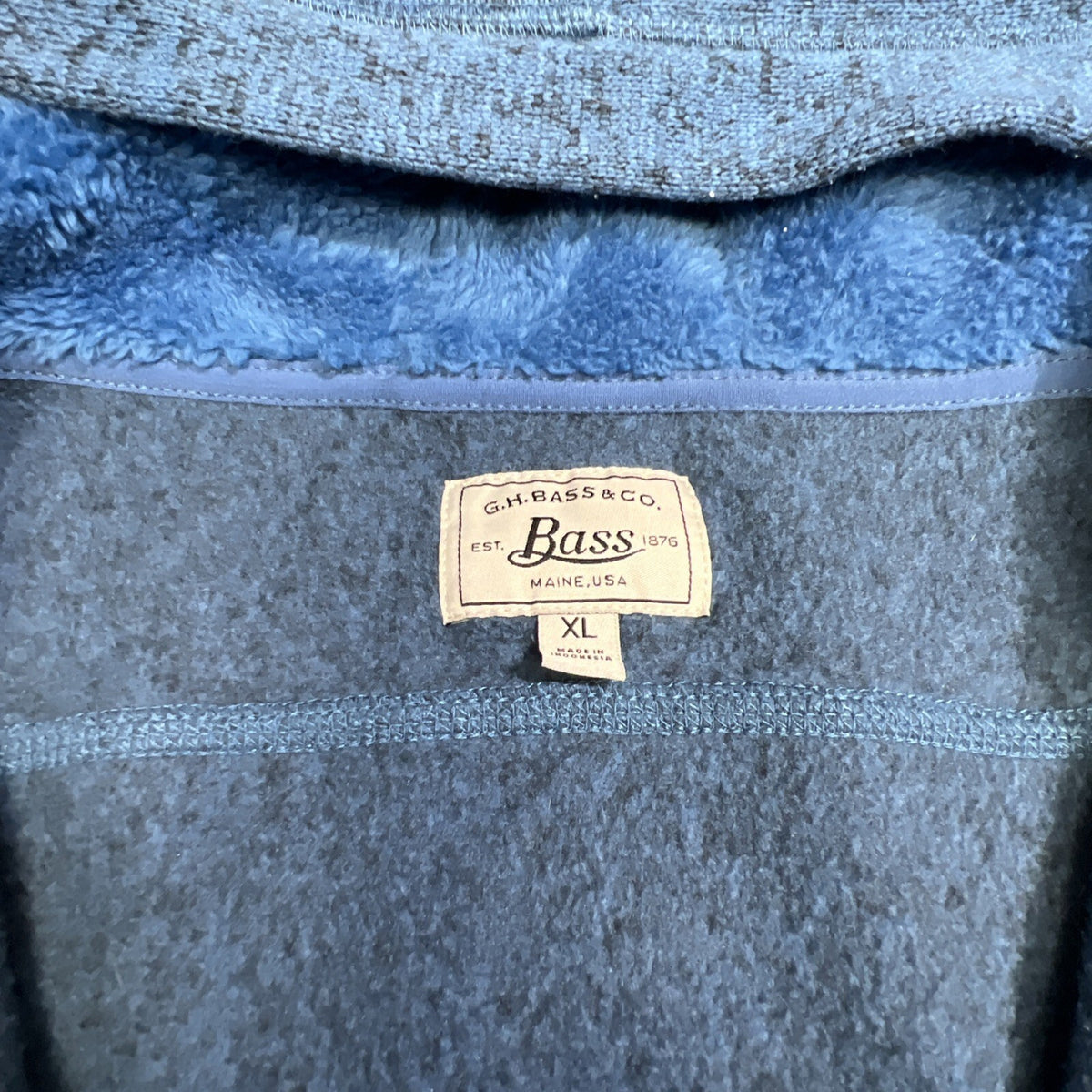 G.H. Bass Co Men Blue Full Zip Hoodie Jacket XL Fleece Lined Pockets Casual WaRM