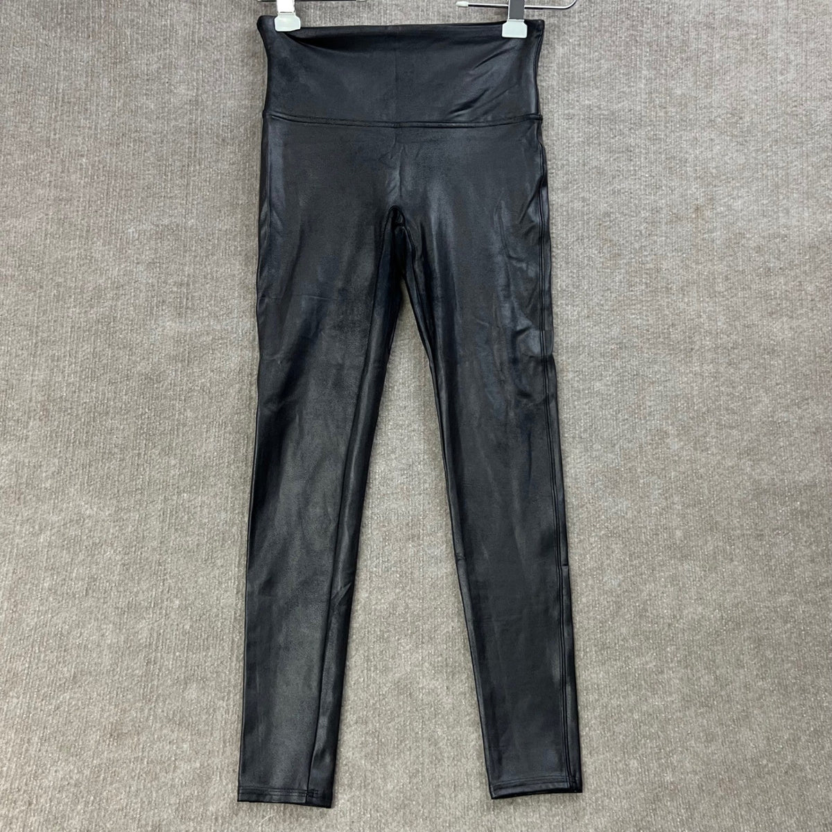 SPANX Faux Leather Leggings High Waisted Black Womens Size L G