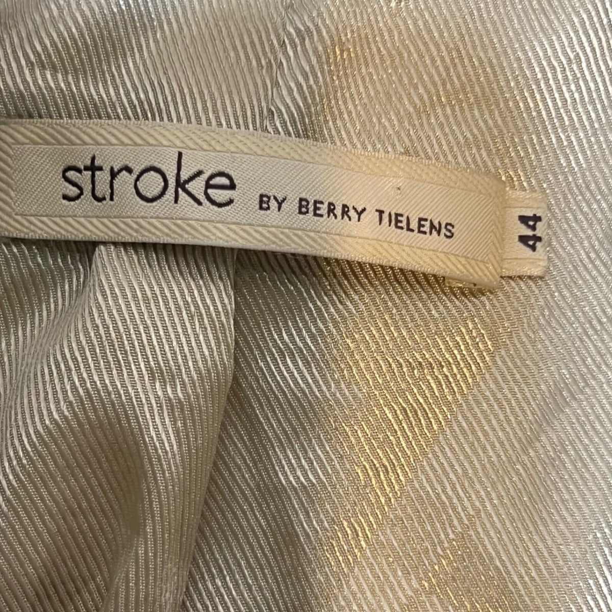 Stroke by Berry Tielens Leather Blazer Womens 44 Cream Elbow Patch Jacket READ