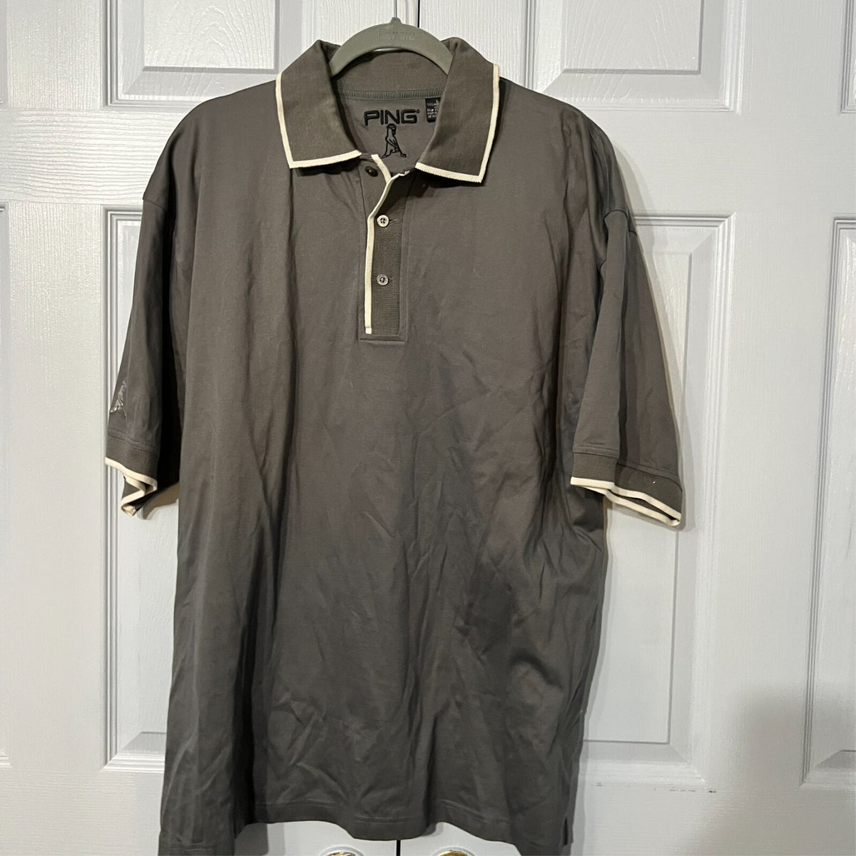 Ping Gray men's Polo Lg Mercerized Cotton Business Casual Comfort For