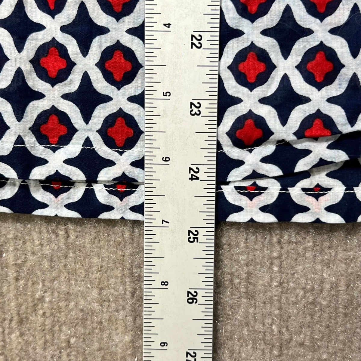Tommy Bahama Women's M/M 100% Cotton Geometric Red Blue White Bell Sleeve Top