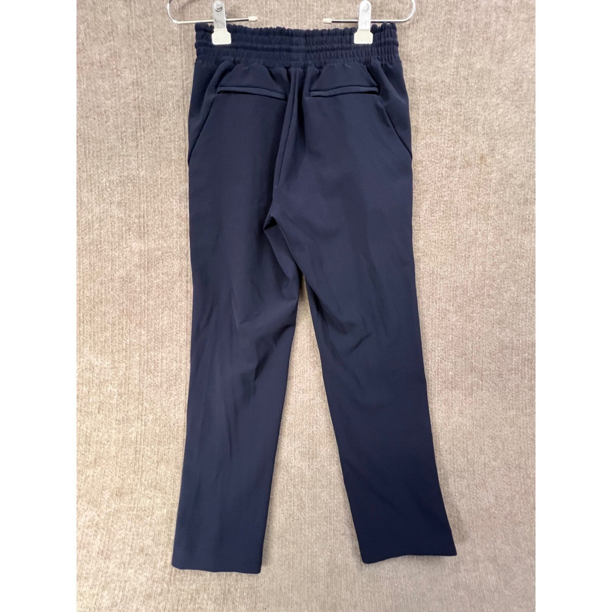Athleta Metropolis Straight Leg Pants Navy Blue Drawstring Ankle Zip Size 0