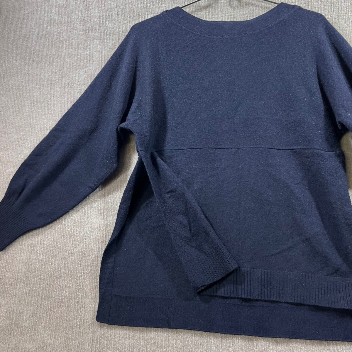 Vince Navy Wool Cashmere Blend Boat Neck Sweater XS Oversized High Split Tunic
