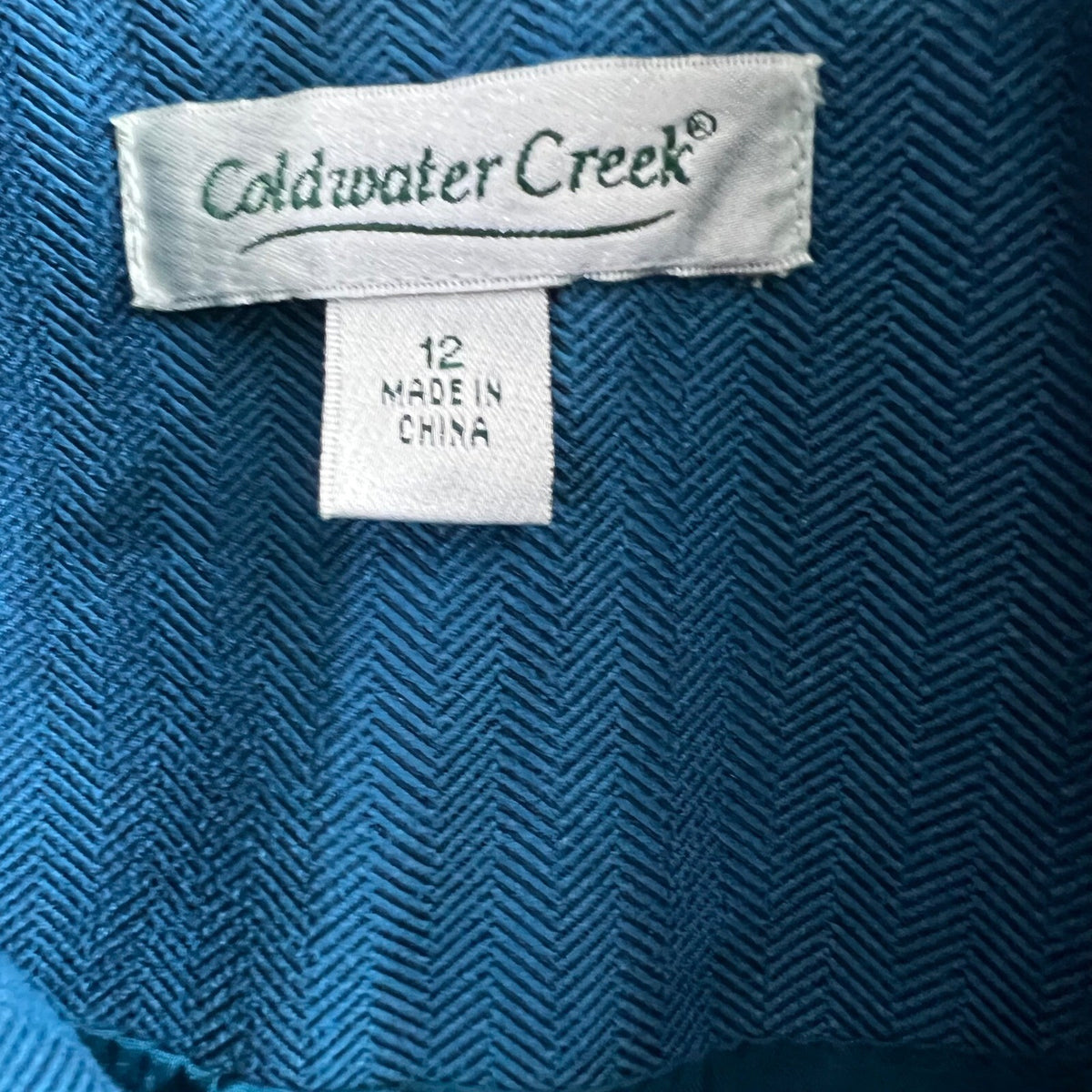 Coldwater Creek Womens Blazer Jacket Size 12 Blue Herringbone Career Office