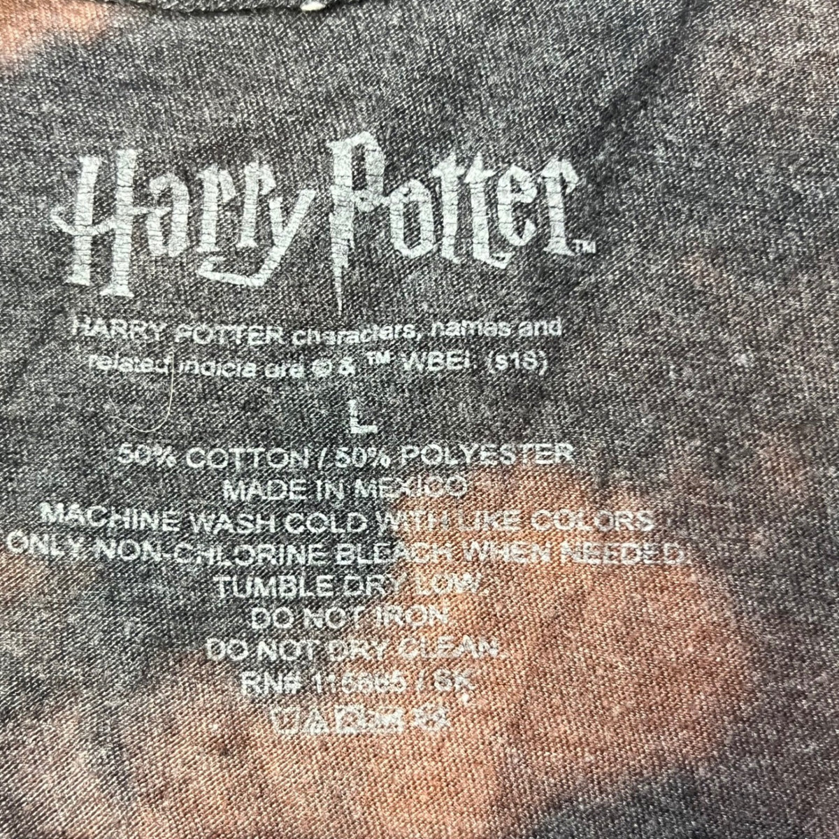 Harry Potter Hogwarts School Bleach Dye T Shirt Gray Size L Wizarding
