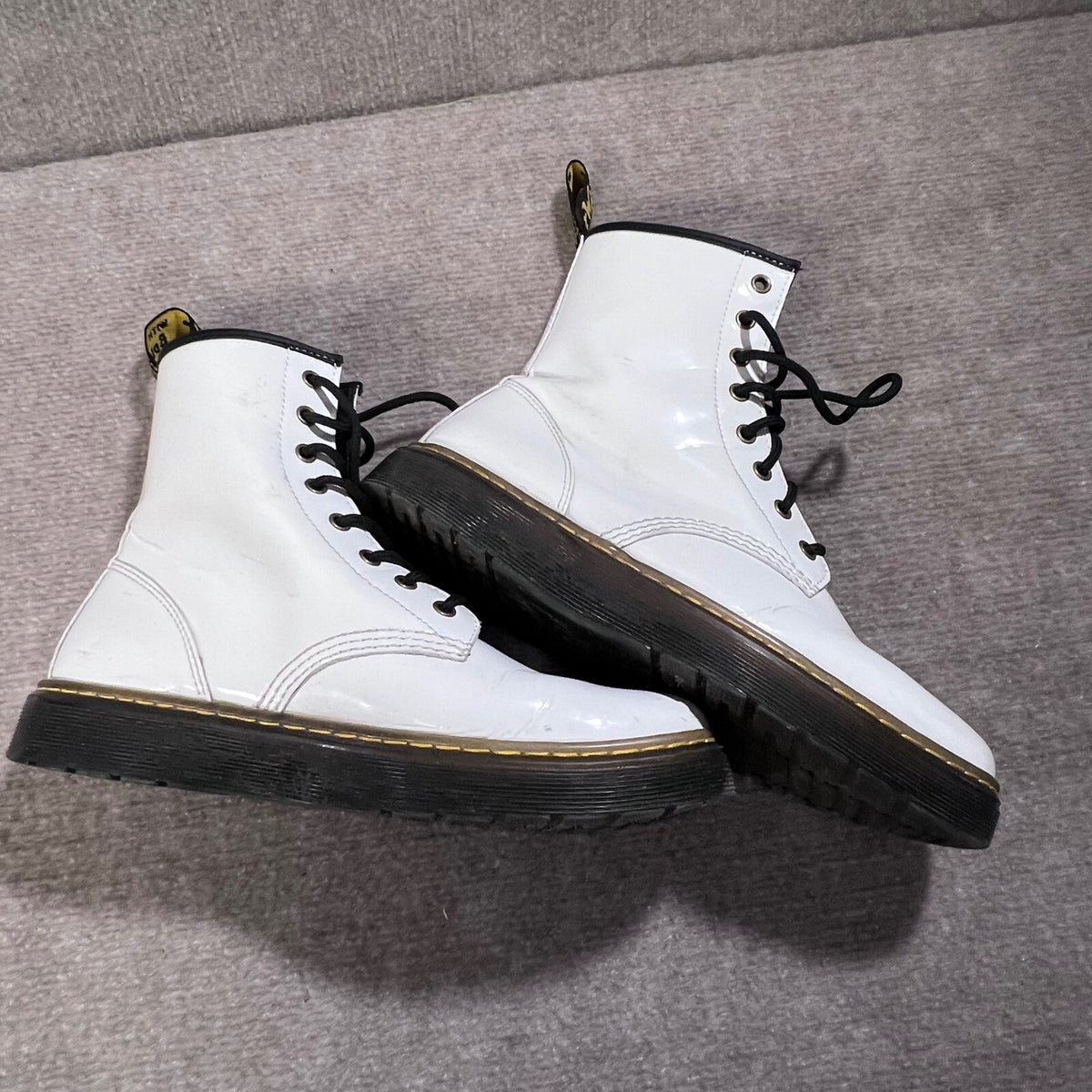 Dr. Martens Women's Size 10 White Leather Platform Combat Boots 42 EU 9M US