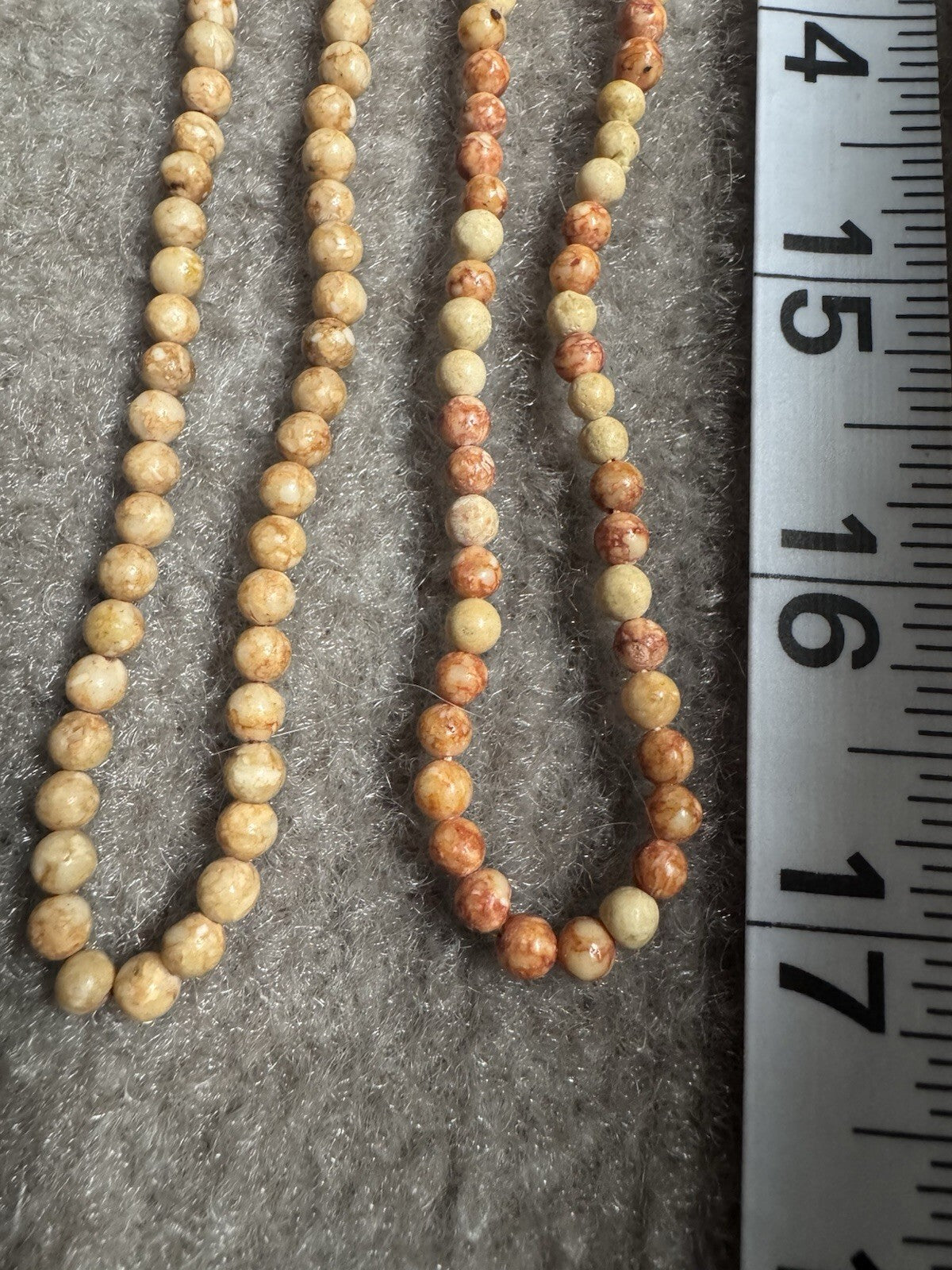 2x Vintage Natural Picture / Brecciated Jasper Gemstone Bead Strands 34” 3-4 mm