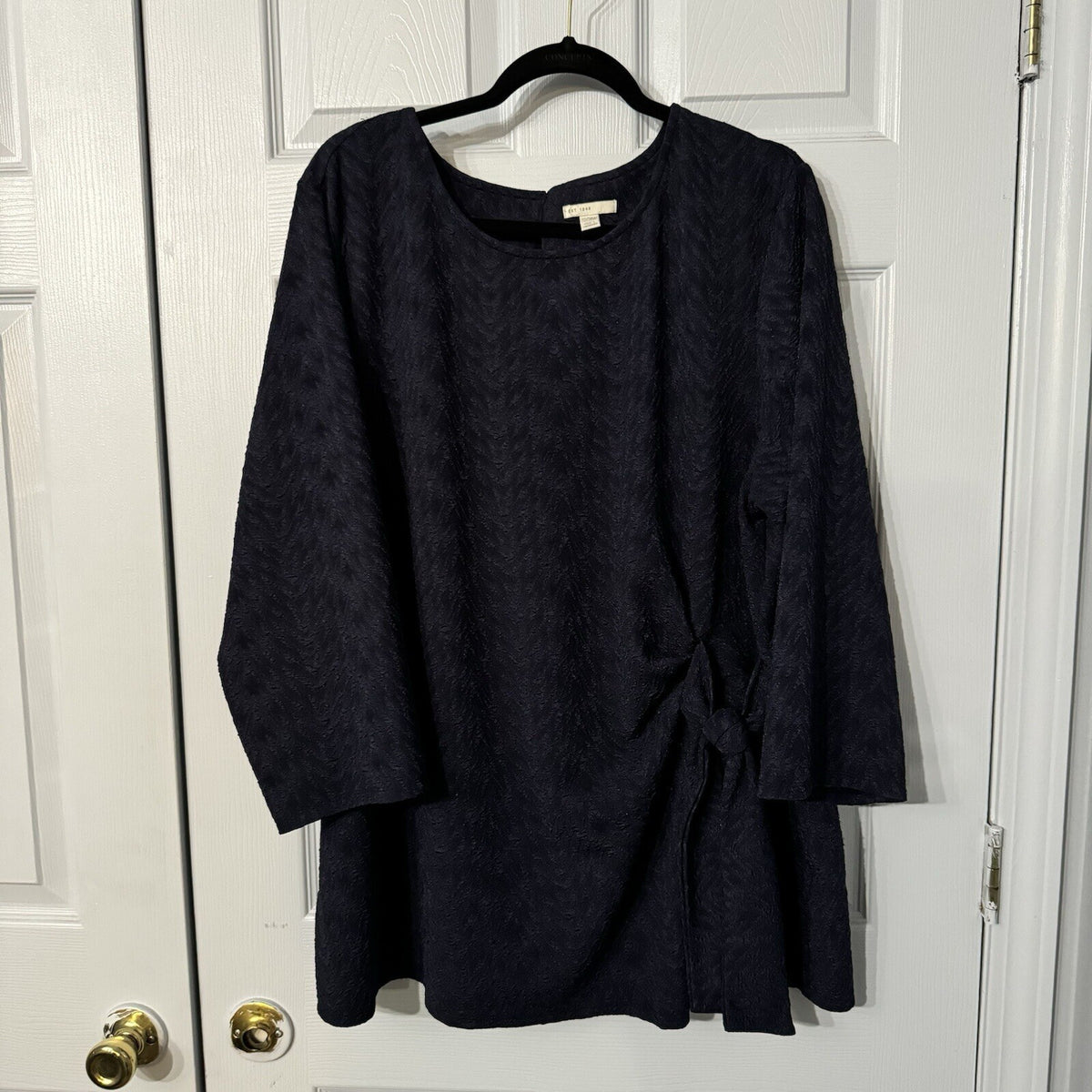 est. 1946 Side Gather Tunic 3/4 Sleeve Navy Floral Sz 22/24 Office Travel
