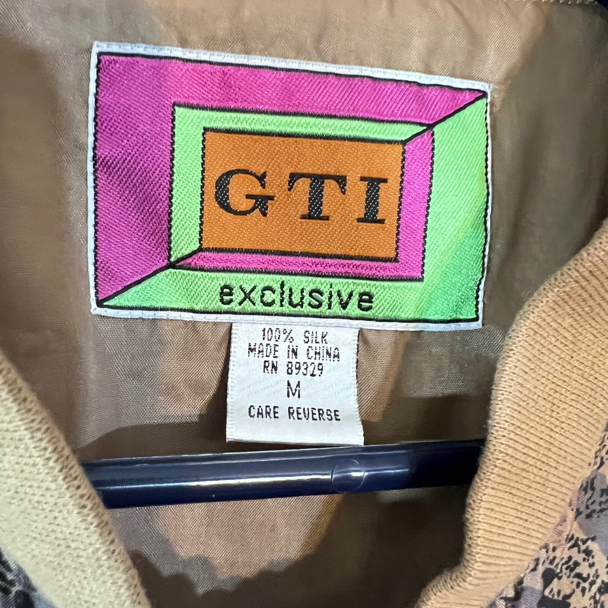 Vintage GTI Exclusive Silk Bomber Jacket Womens Medium Paisley Full Zip Retro