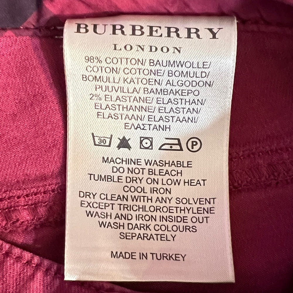 Burberry Skinny Leg Pants Women 26 Red Cropped Low Rise Designer Casual Chic
