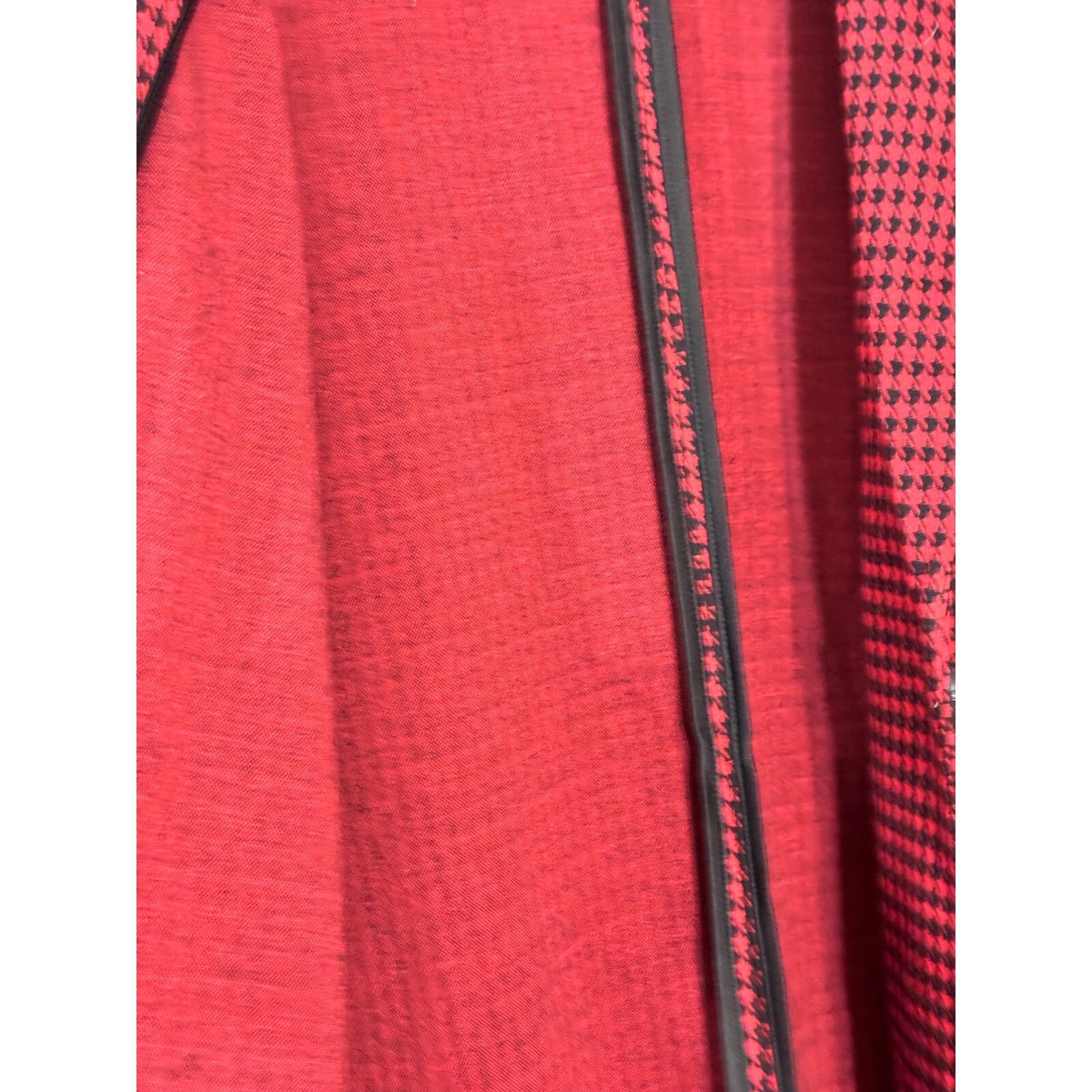 Philosophy Houndstooth Blazer Women L Red Black Longline Jacket Career
