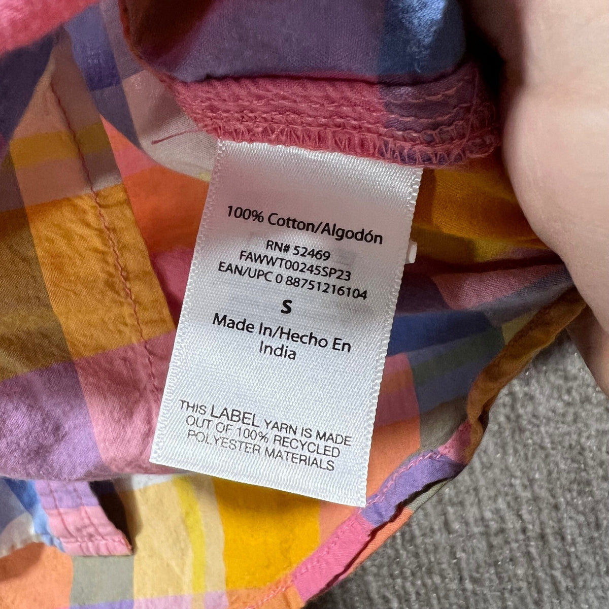 FREE ASSEMBLY Plaid Button Down Shirt Long Sleeve V Neck Women's Size S
